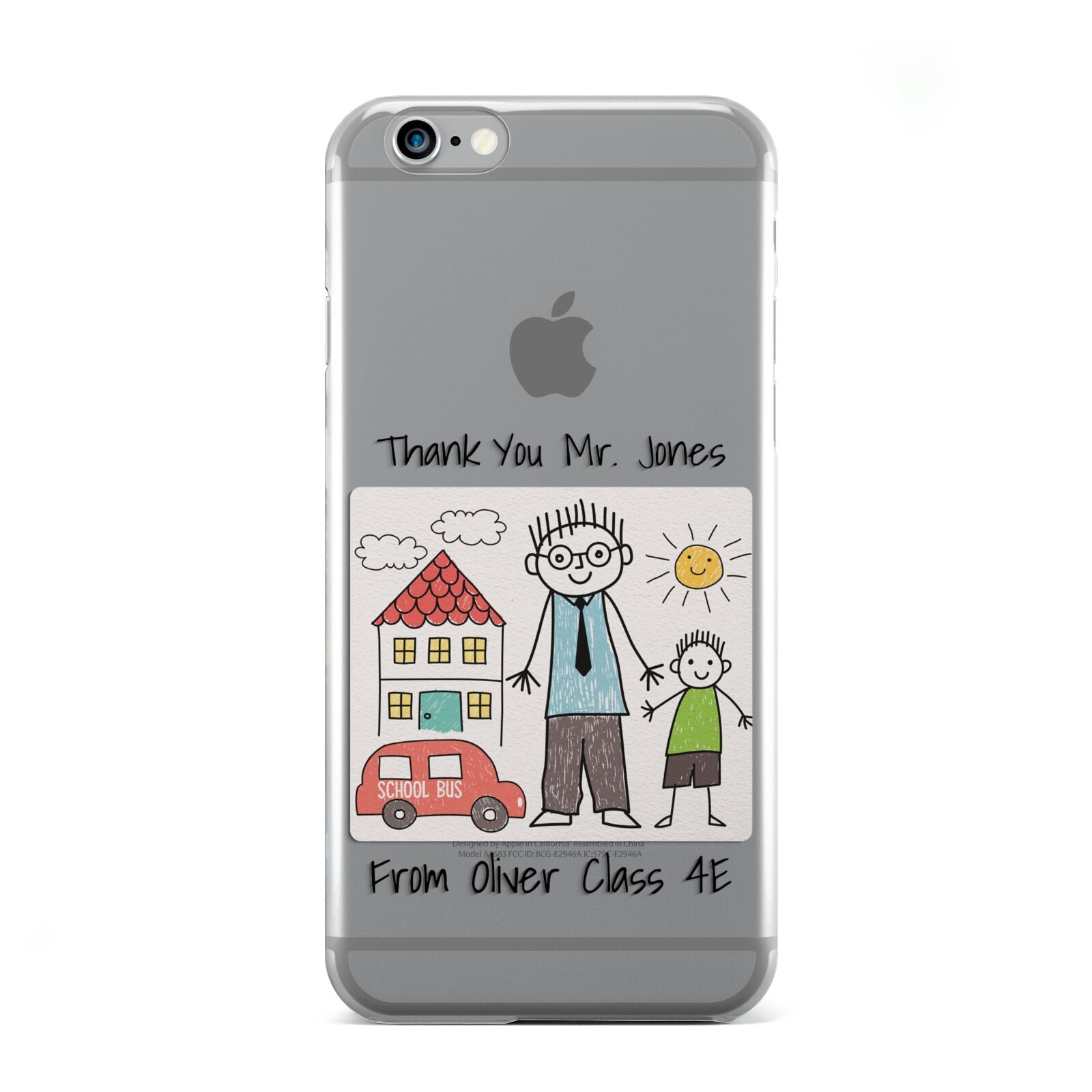 Personalised Kids Drawing Thank You Teacher Apple iPhone 6 Case