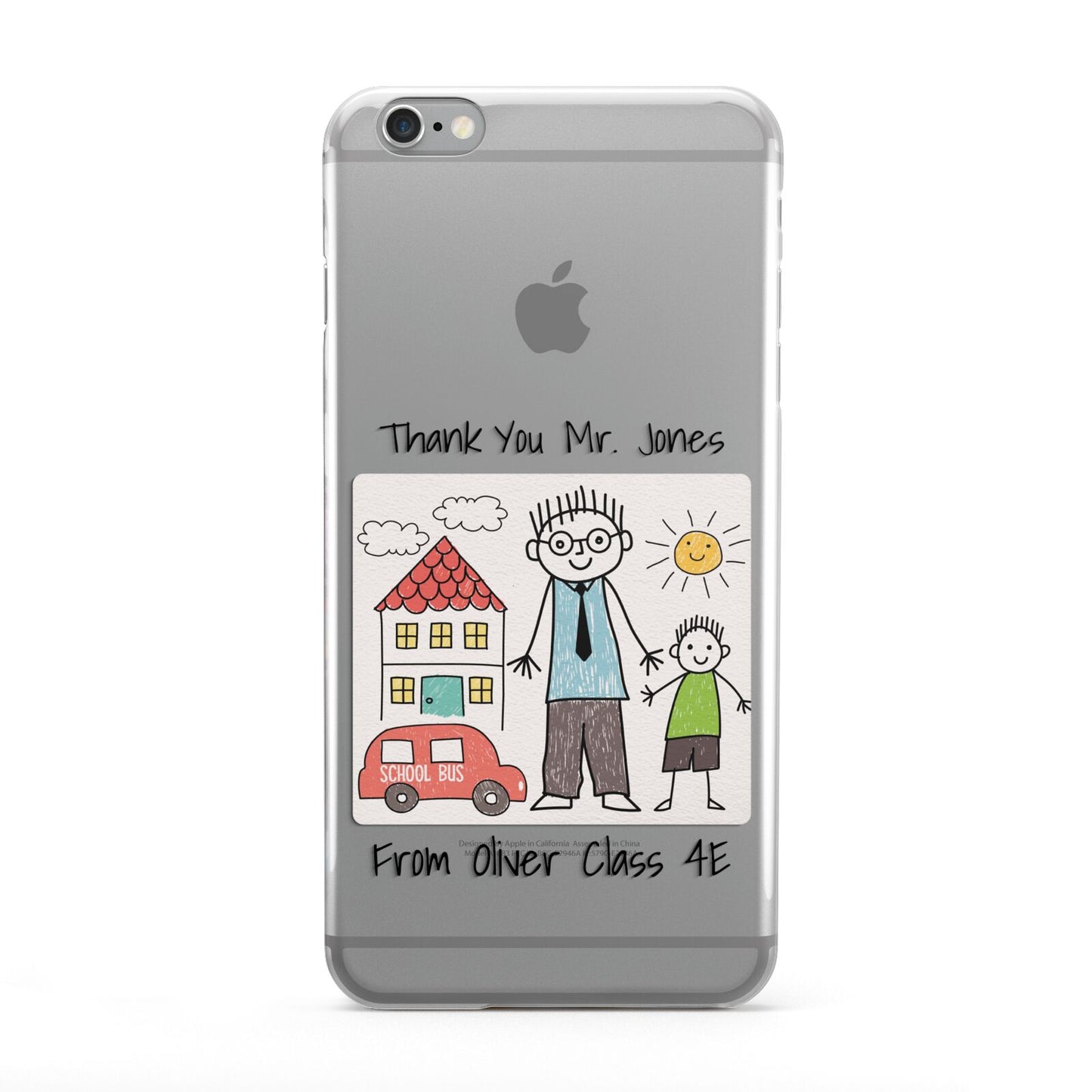 Personalised Kids Drawing Thank You Teacher Apple iPhone 6 Plus Case