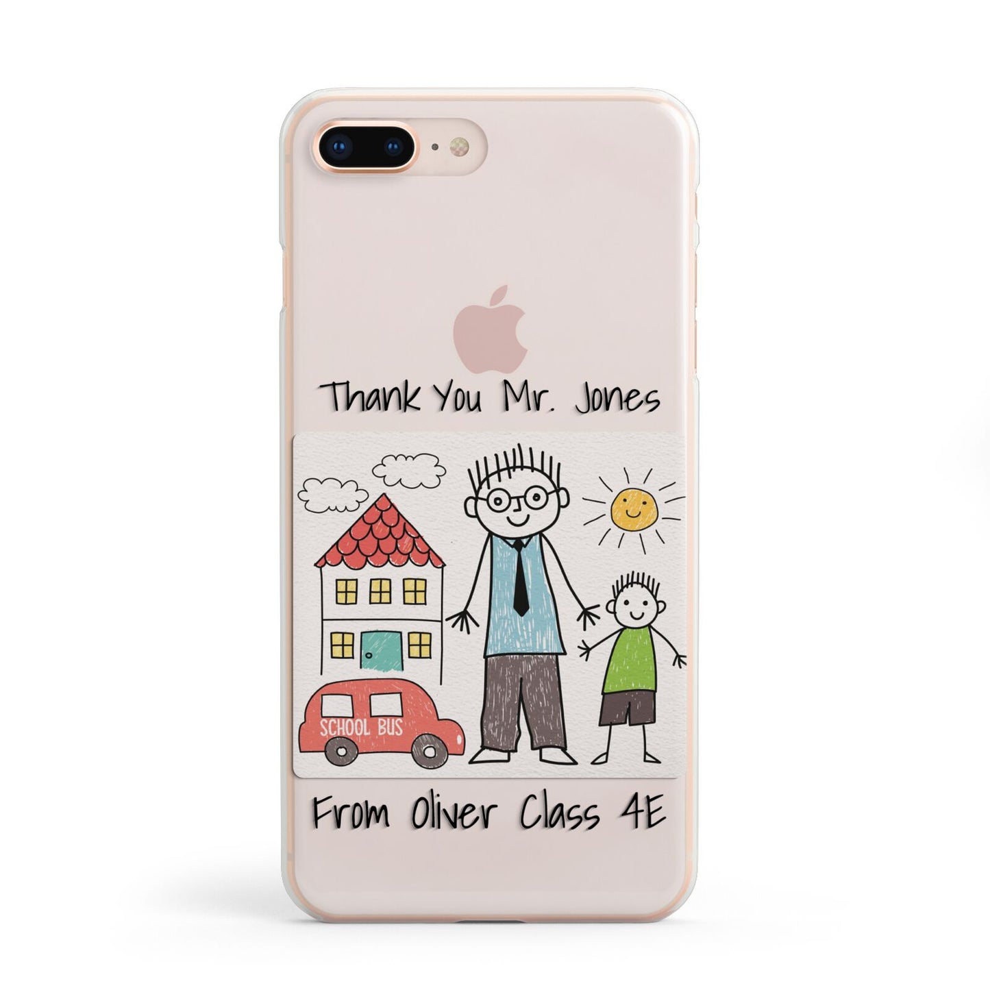 Personalised Kids Drawing Thank You Teacher Apple iPhone 8 Plus Case