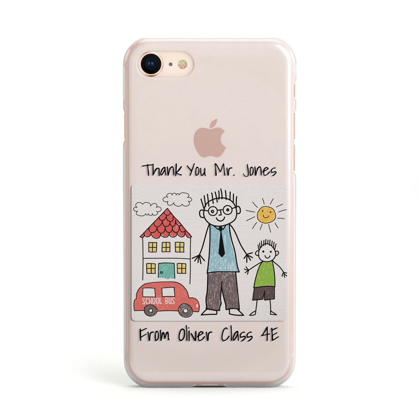 Personalised Kids Drawing Thank You Teacher Apple iPhone Case