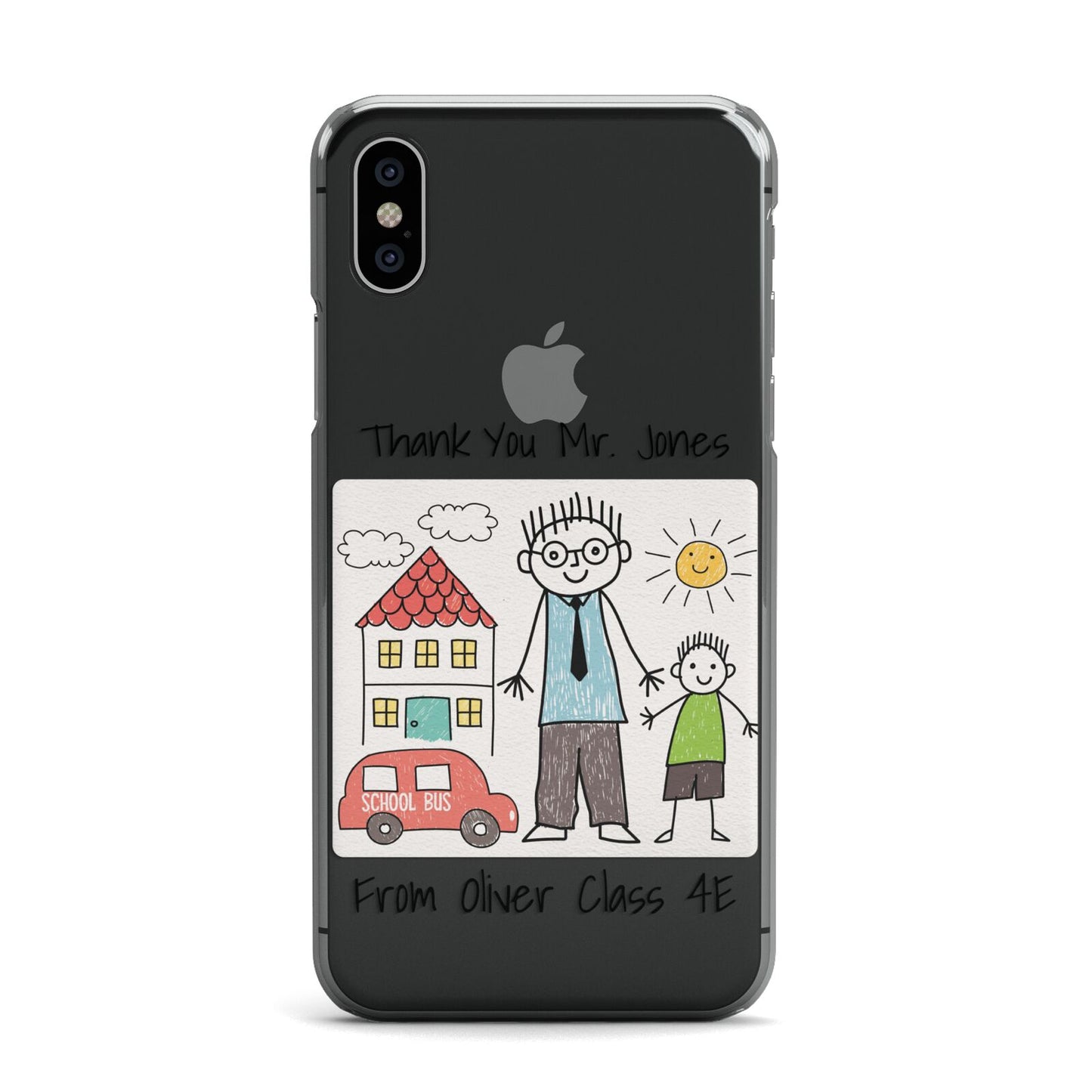 Personalised Kids Drawing Thank You Teacher Apple iPhone X Case