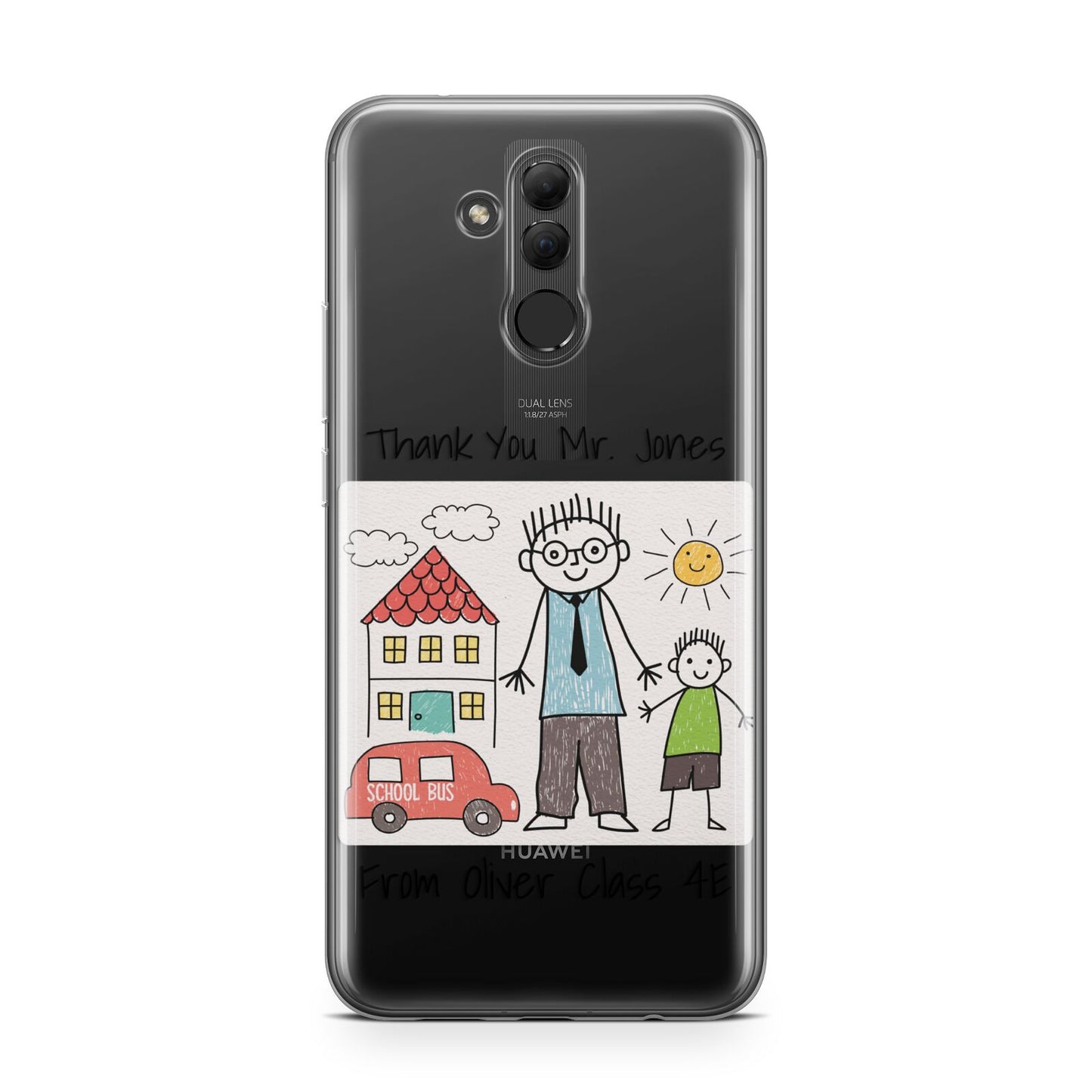 Personalised Kids Drawing Thank You Teacher Huawei Mate 20 Lite