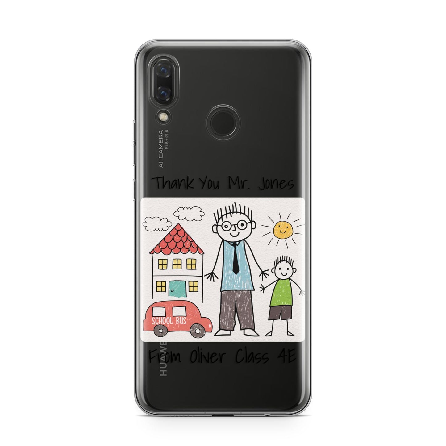 Personalised Kids Drawing Thank You Teacher Huawei Nova 3 Phone Case