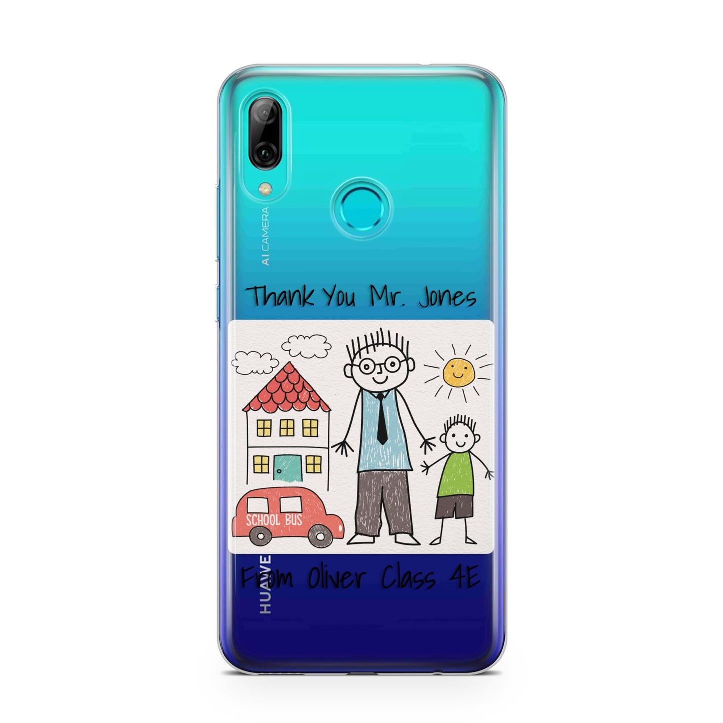 Personalised Kids Drawing Thank You Teacher Huawei P Smart 2019 Case