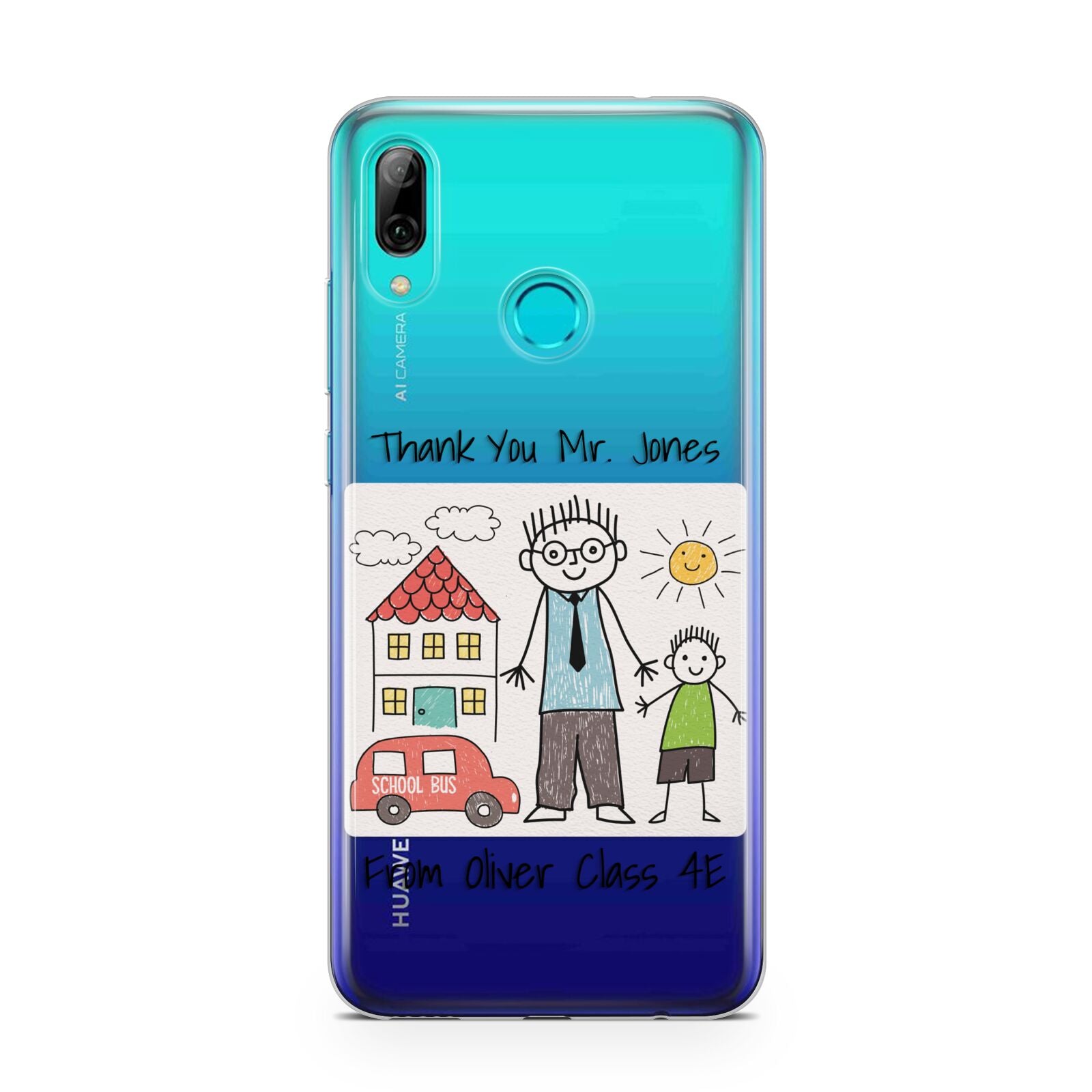 Personalised Kids Drawing Thank You Teacher Huawei P Smart 2019 Case