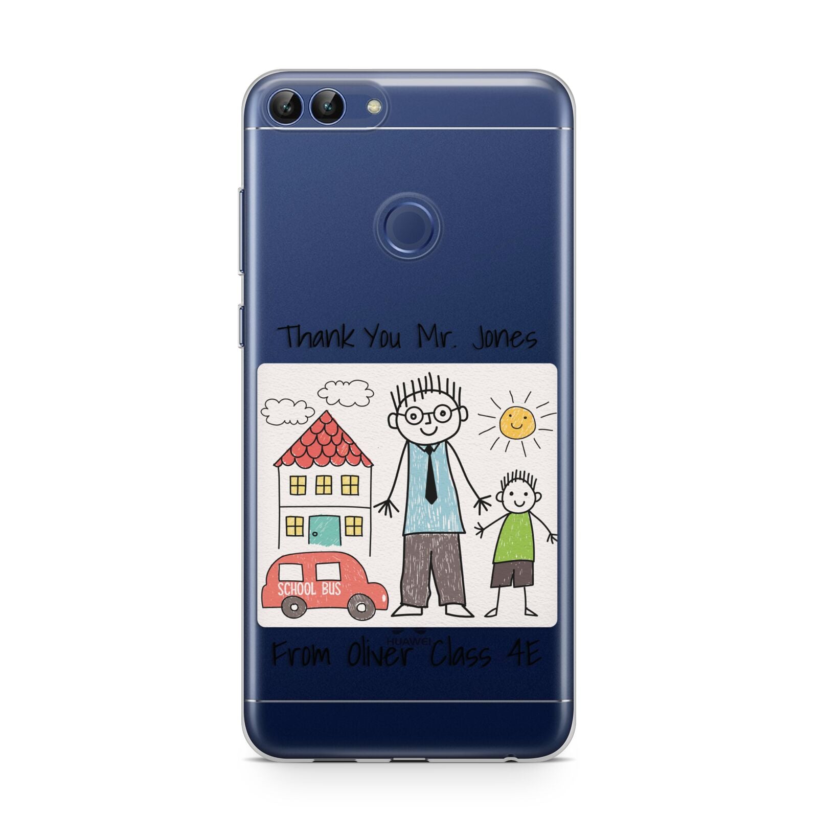 Personalised Kids Drawing Thank You Teacher Huawei P Smart Case