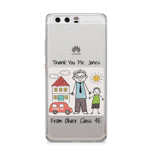 Personalised Kids Drawing Thank You Teacher Huawei P10 Phone Case