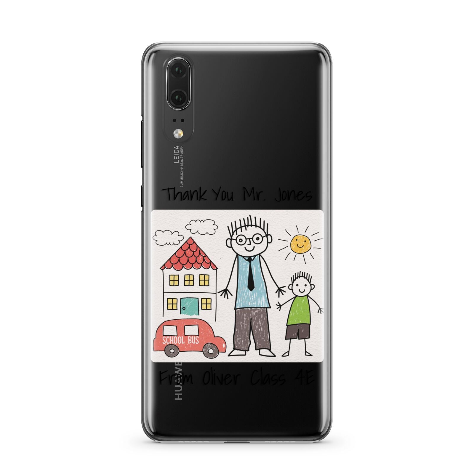 Personalised Kids Drawing Thank You Teacher Huawei P20 Phone Case