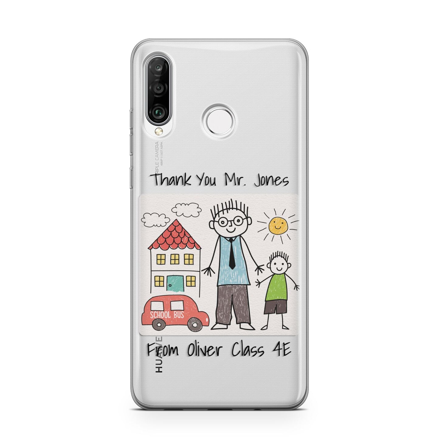 Personalised Kids Drawing Thank You Teacher Huawei P30 Lite Phone Case