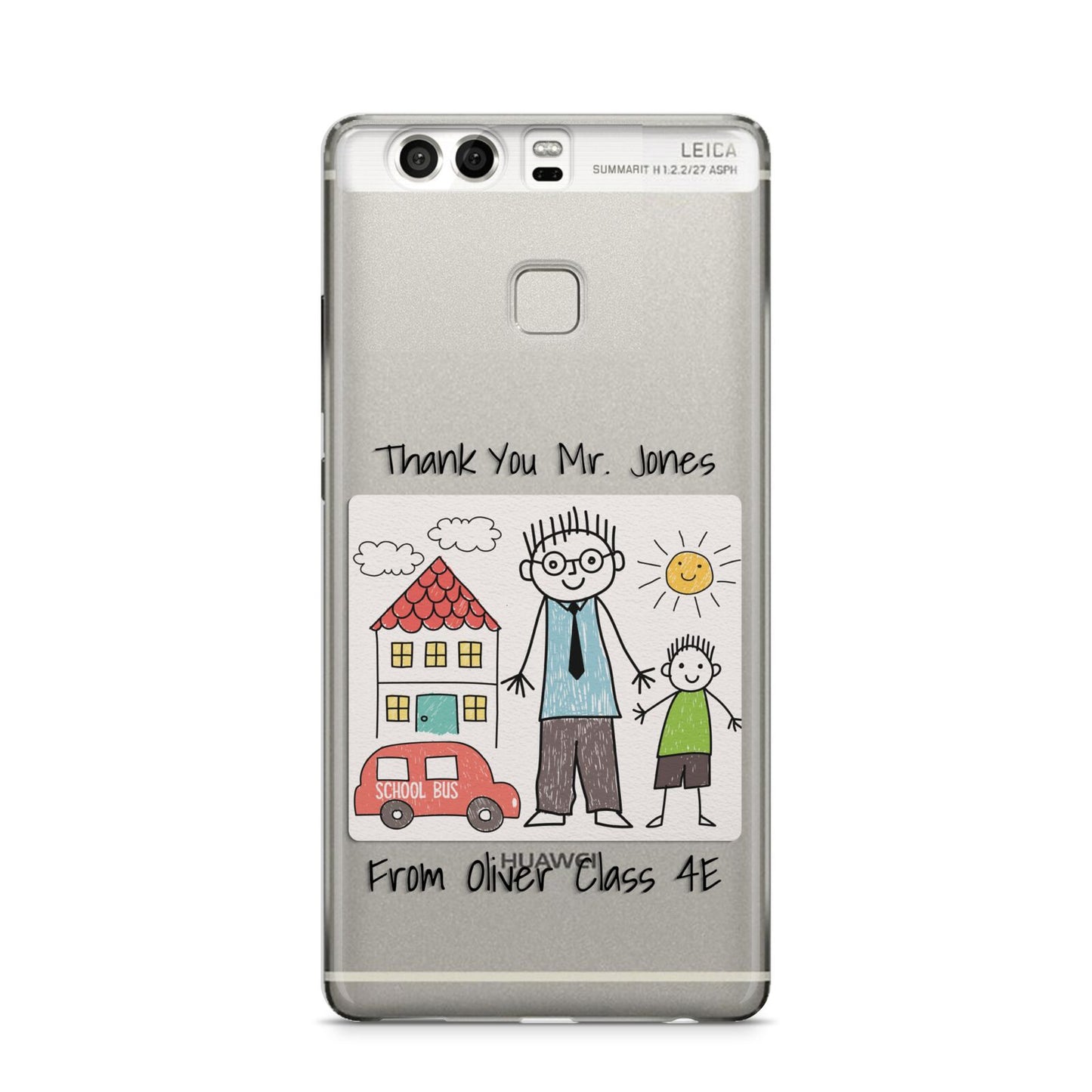 Personalised Kids Drawing Thank You Teacher Huawei P9 Case