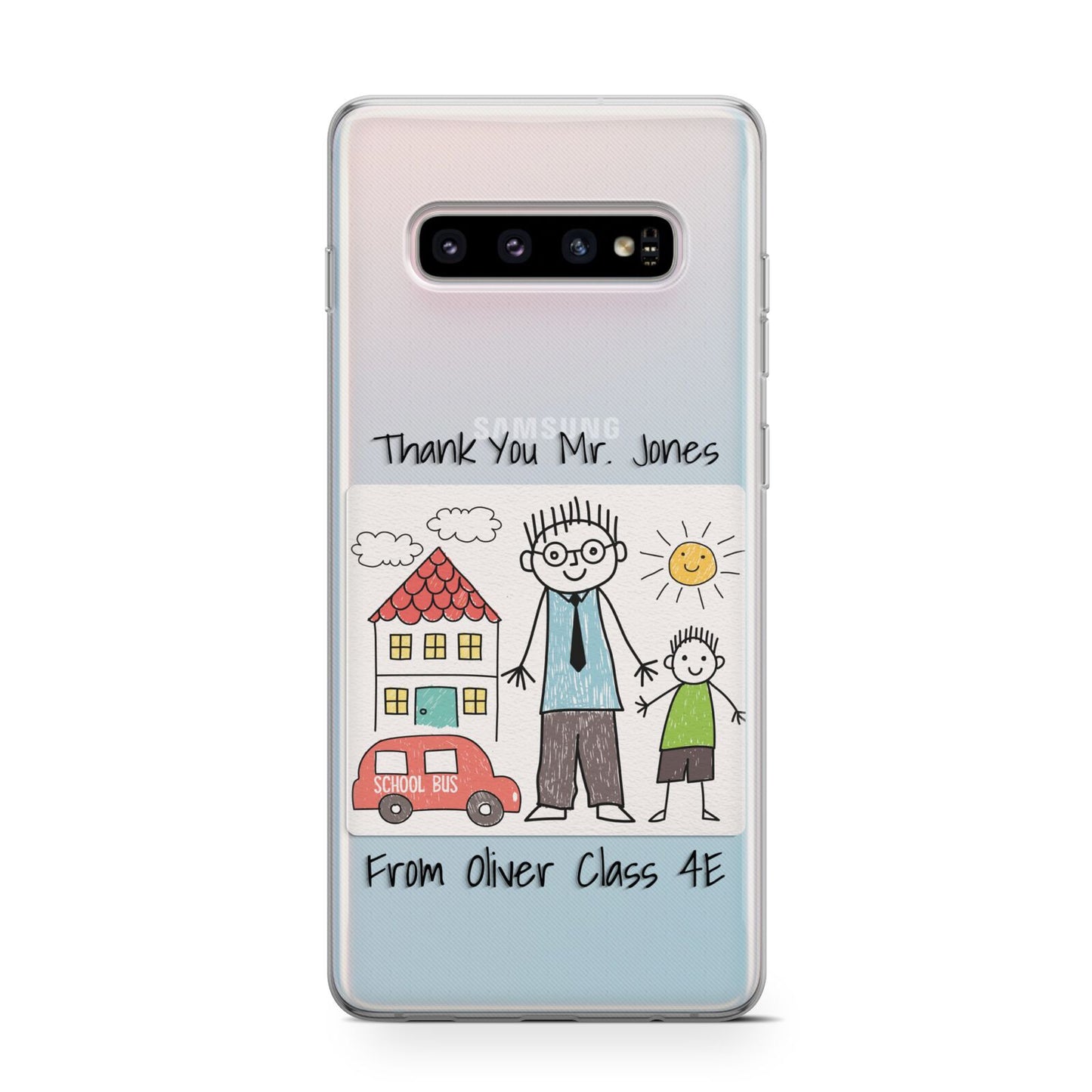 Personalised Kids Drawing Thank You Teacher Protective Samsung Galaxy Case