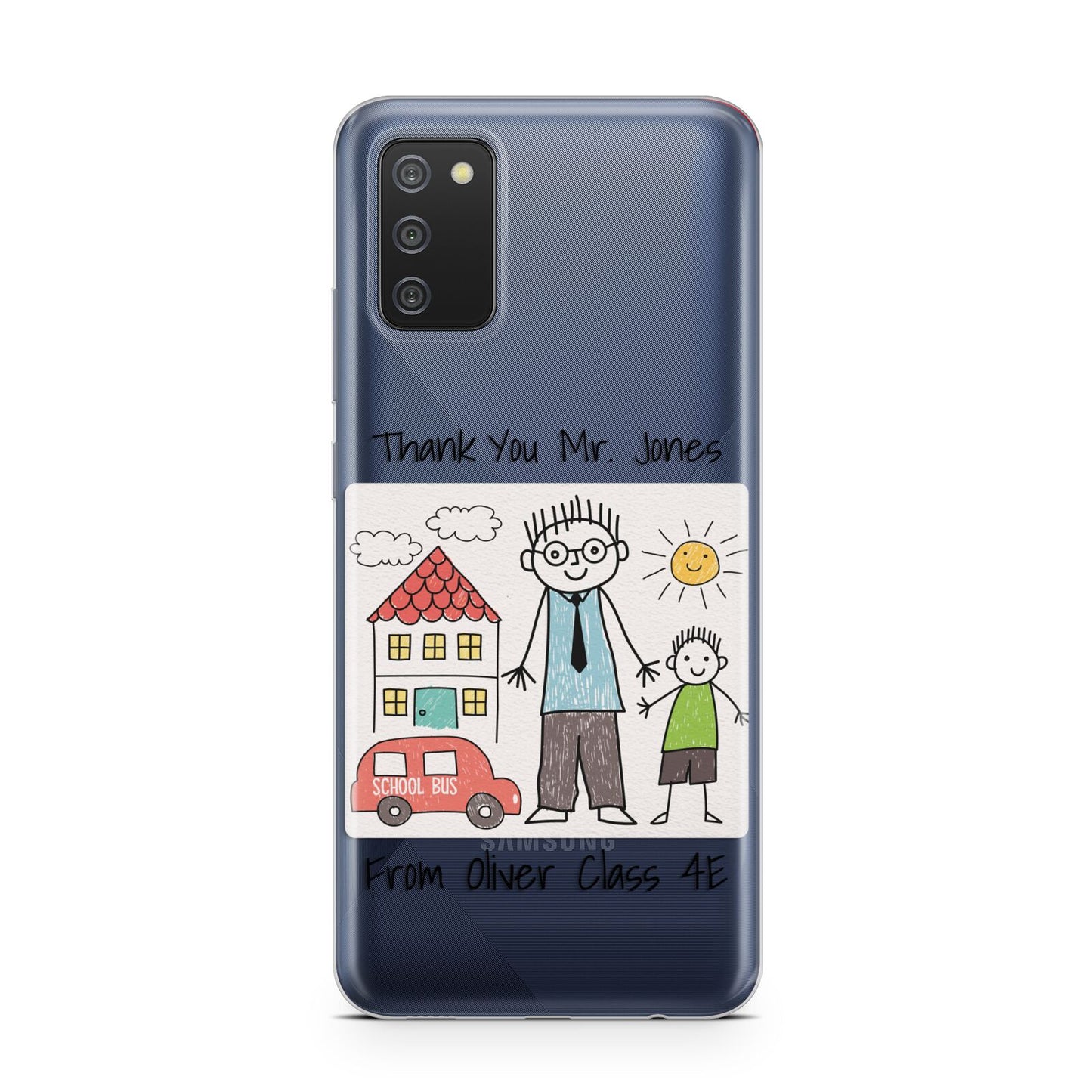 Personalised Kids Drawing Thank You Teacher Samsung A02s Case