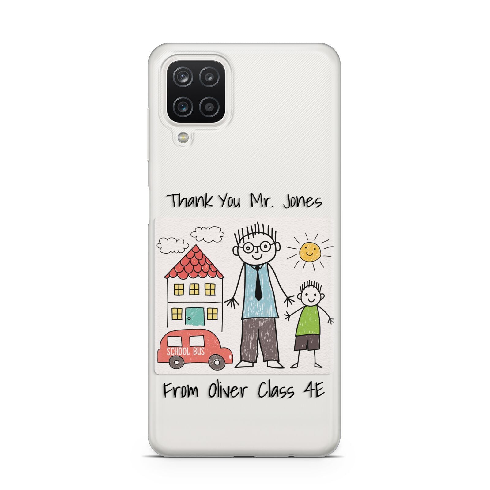 Personalised Kids Drawing Thank You Teacher Samsung A12 Case