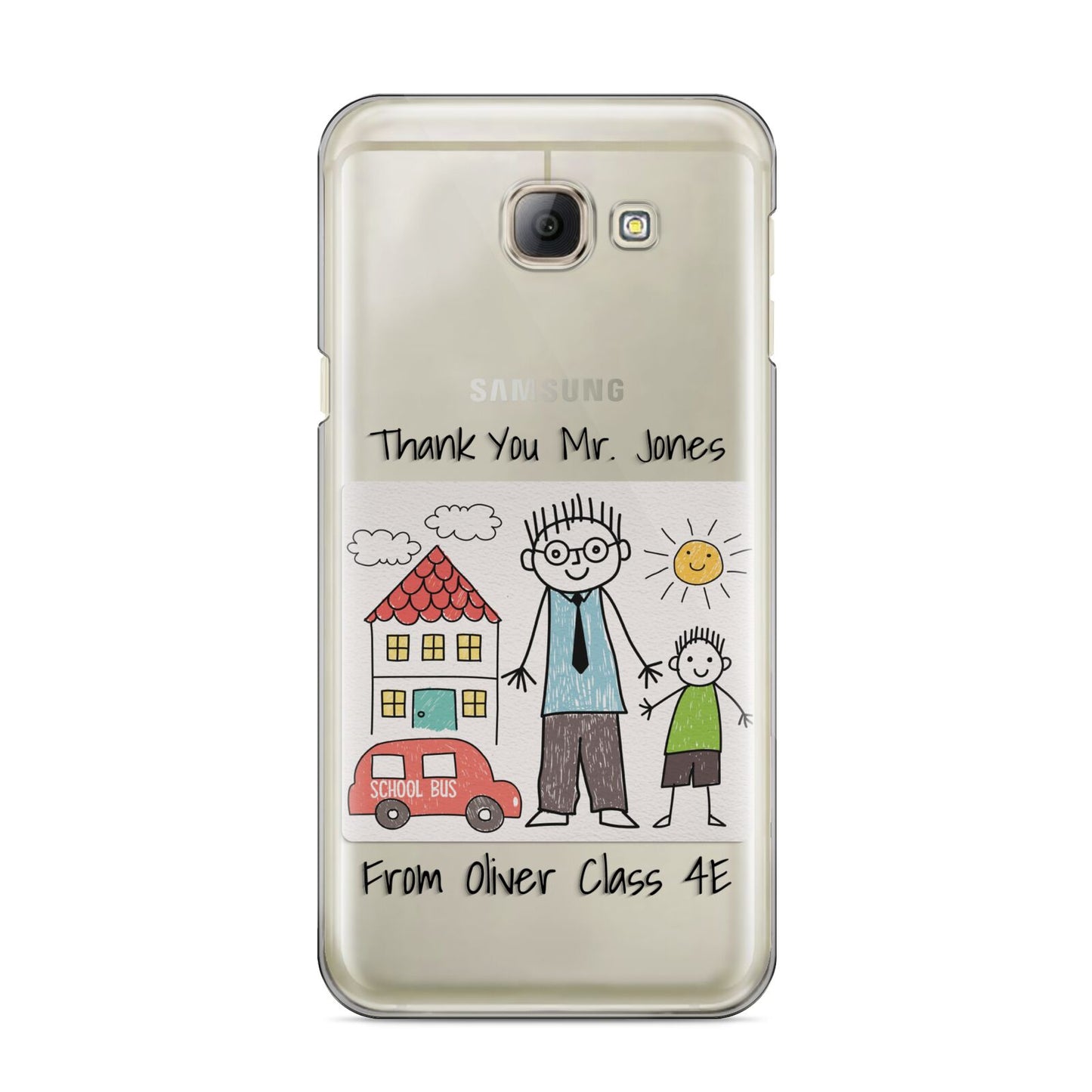 Personalised Kids Drawing Thank You Teacher Samsung Galaxy A8 2016 Case