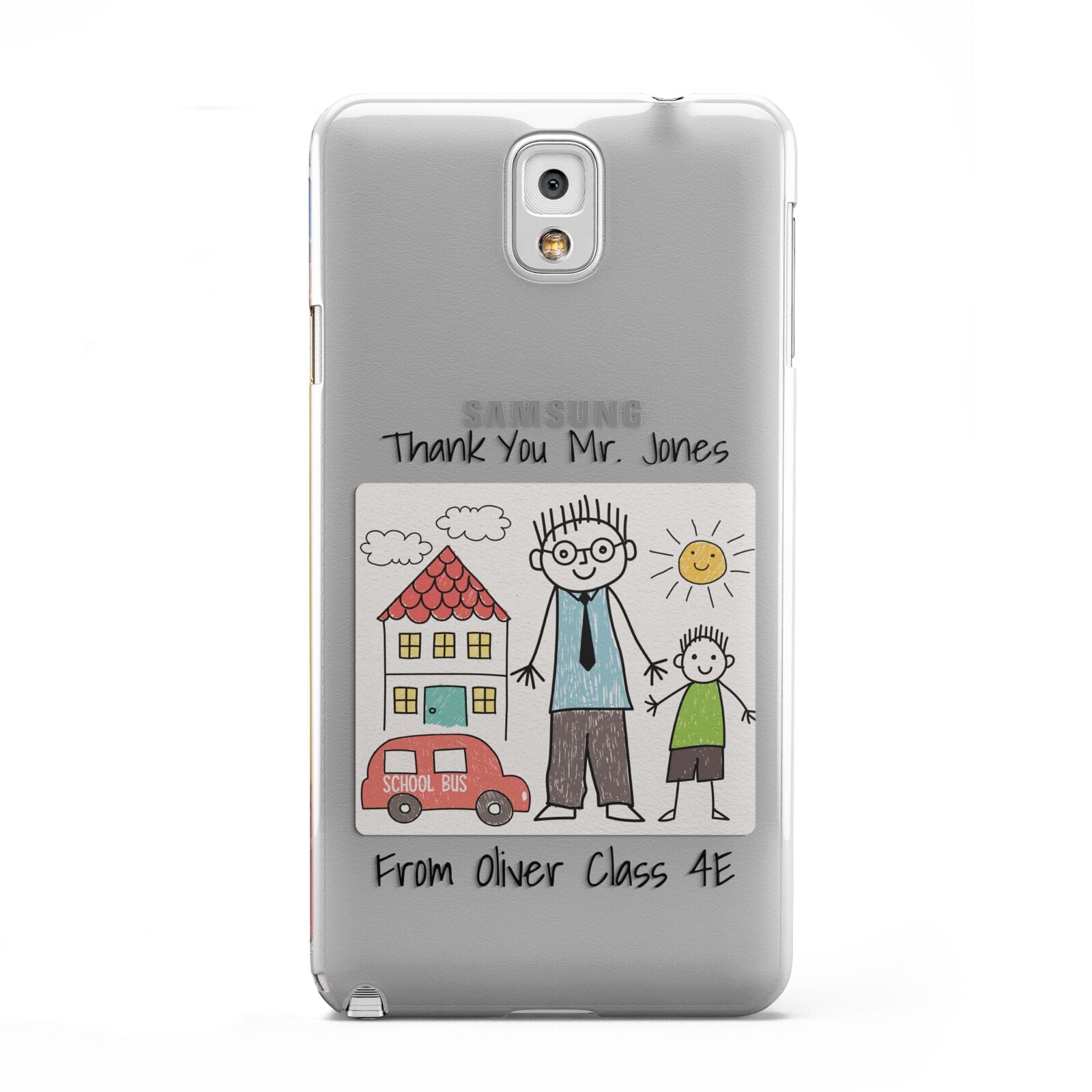 Personalised Kids Drawing Thank You Teacher Samsung Galaxy Note 3 Case