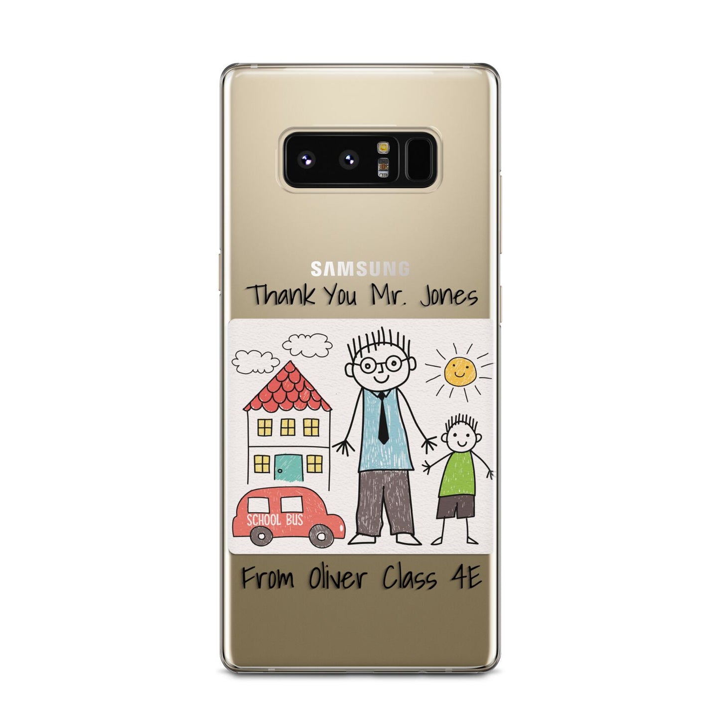 Personalised Kids Drawing Thank You Teacher Samsung Galaxy Note 8 Case