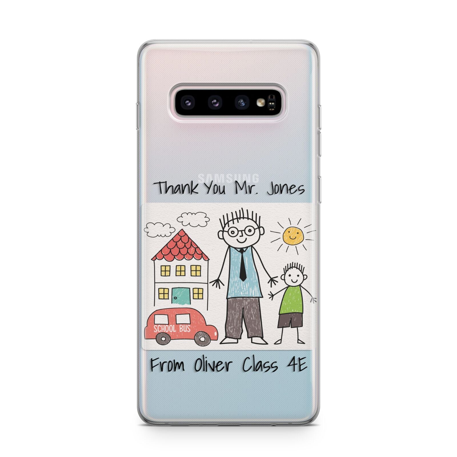 Personalised Kids Drawing Thank You Teacher Samsung Galaxy S10 Plus Case