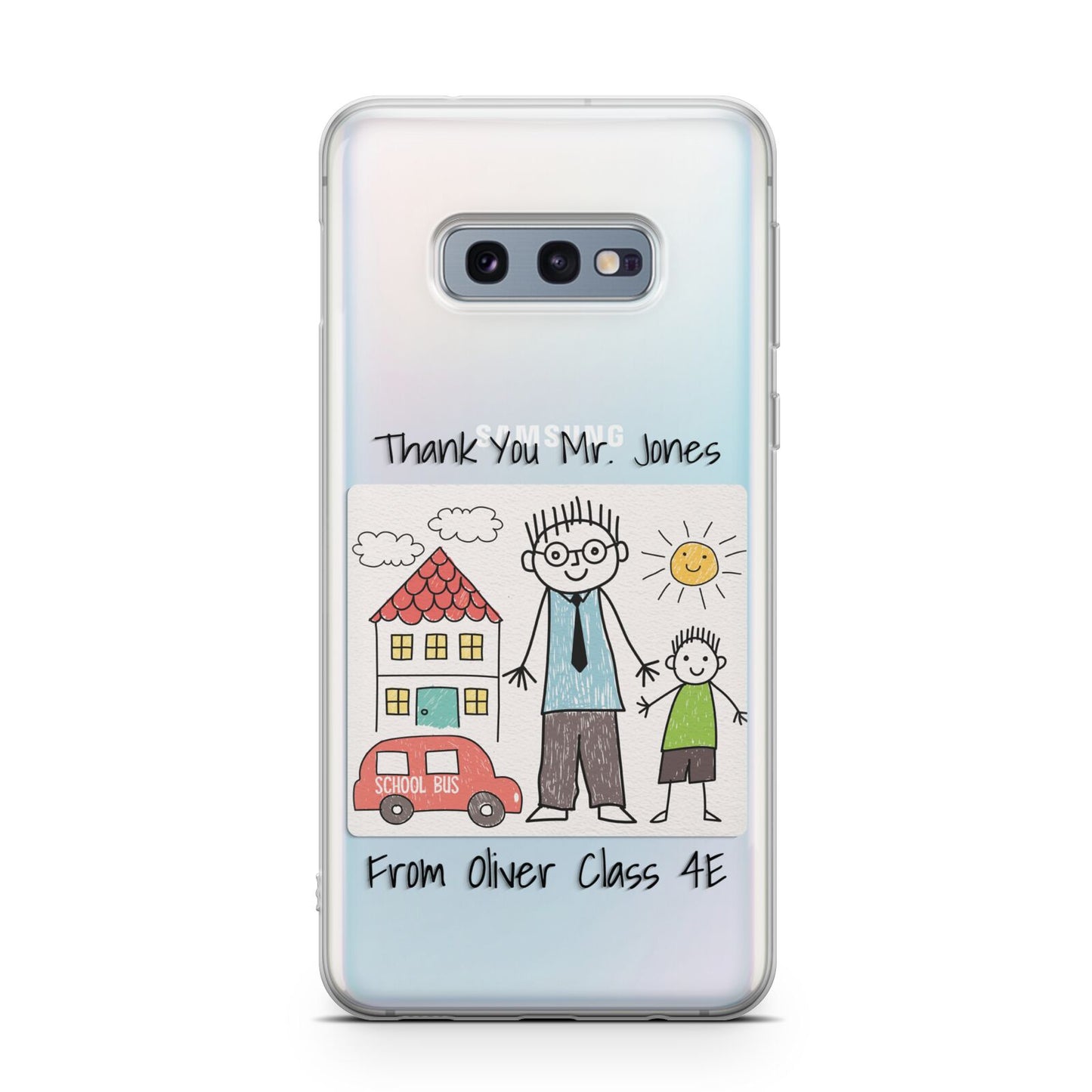 Personalised Kids Drawing Thank You Teacher Samsung Galaxy S10E Case