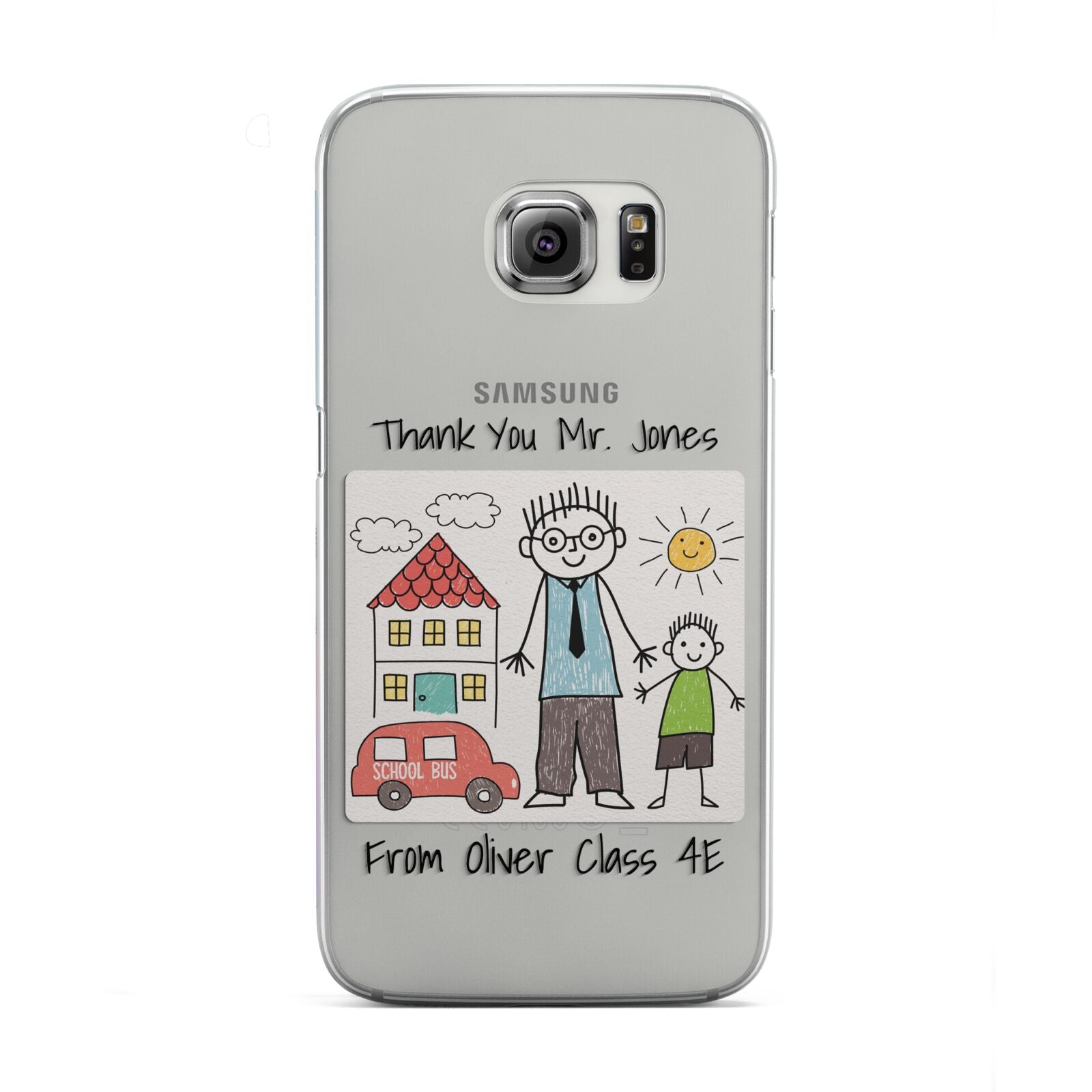 Personalised Kids Drawing Thank You Teacher Samsung Galaxy S6 Edge Case