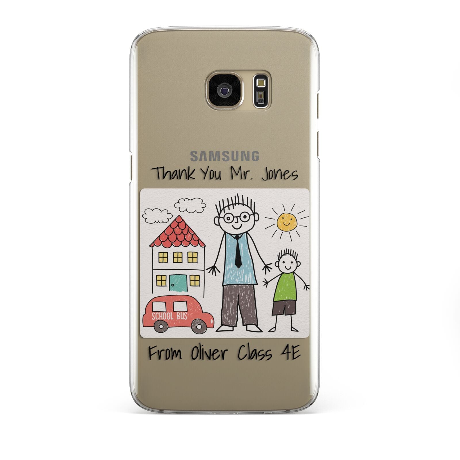 Personalised Kids Drawing Thank You Teacher Samsung Galaxy S7 Edge Case