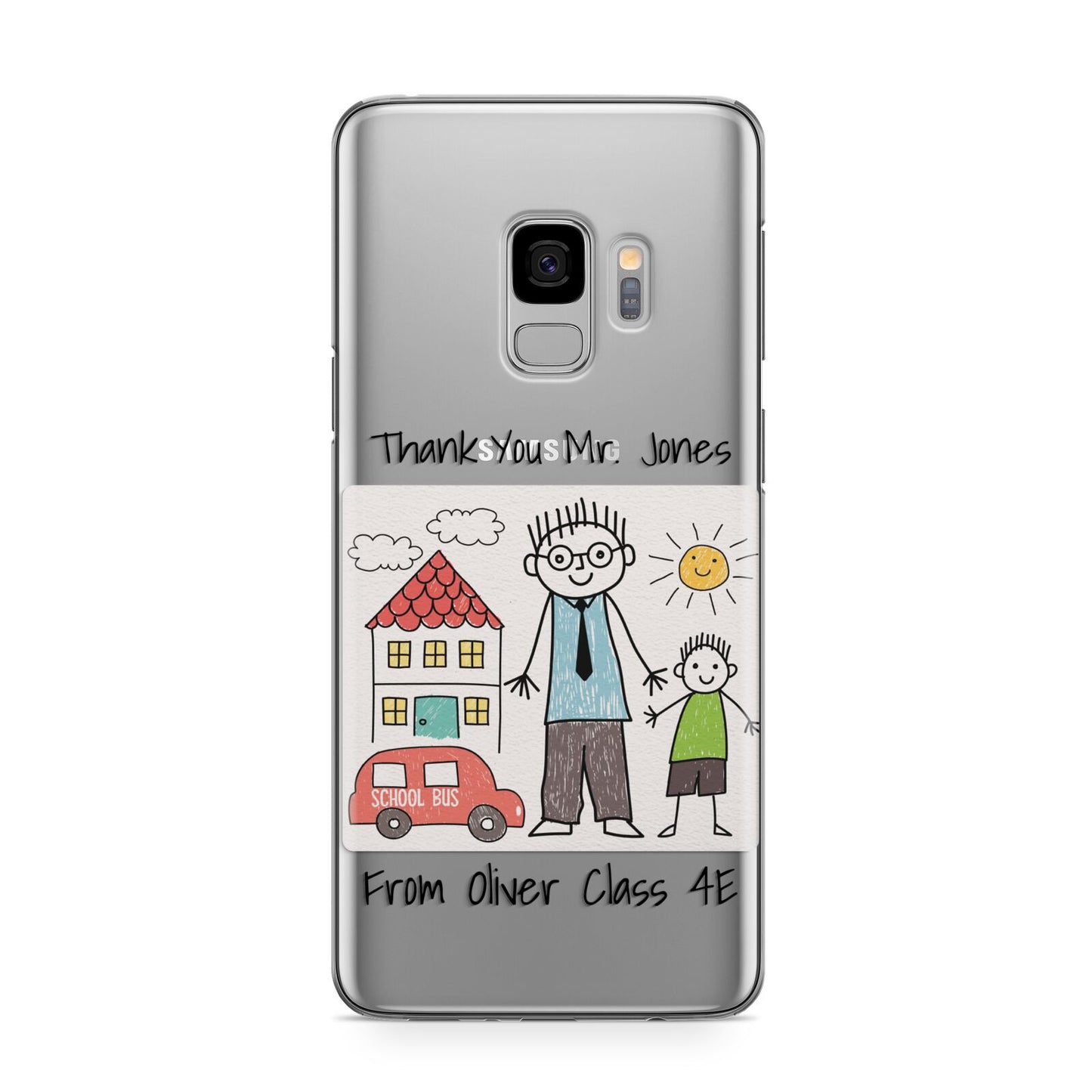 Personalised Kids Drawing Thank You Teacher Samsung Galaxy S9 Case