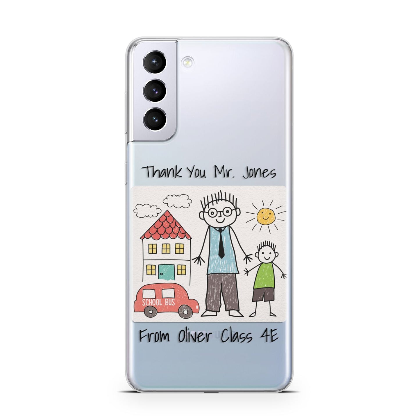 Personalised Kids Drawing Thank You Teacher Samsung S21 Plus Case