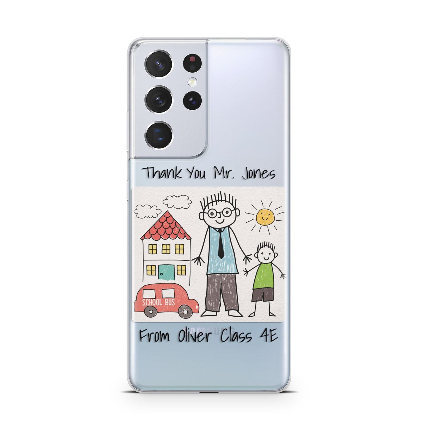 Personalised Kids Drawing Thank You Teacher Samsung S21 Ultra Case