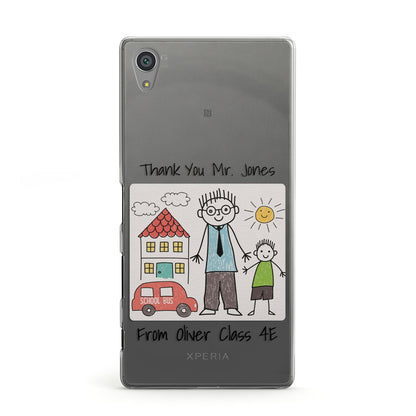 Personalised Kids Drawing Thank You Teacher Sony Xperia Case