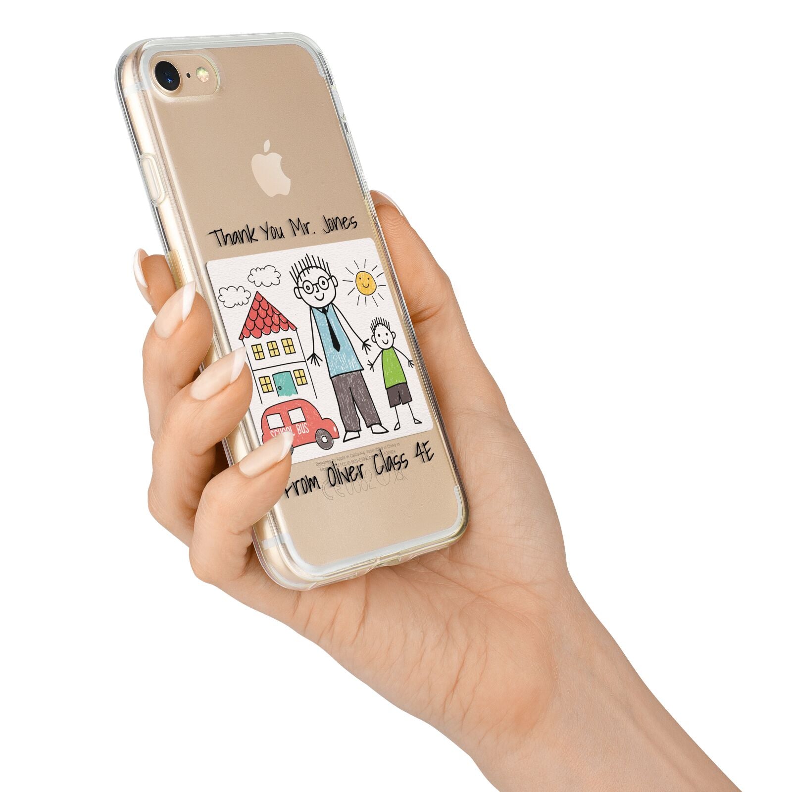 Personalised Kids Drawing Thank You Teacher iPhone 7 Bumper Case on Gold iPhone Alternative Image