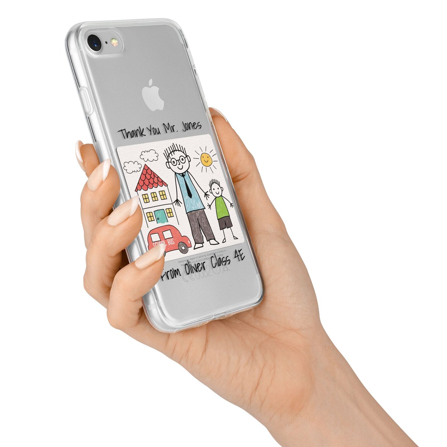 Personalised Kids Drawing Thank You Teacher iPhone 7 Bumper Case on Silver iPhone Alternative Image