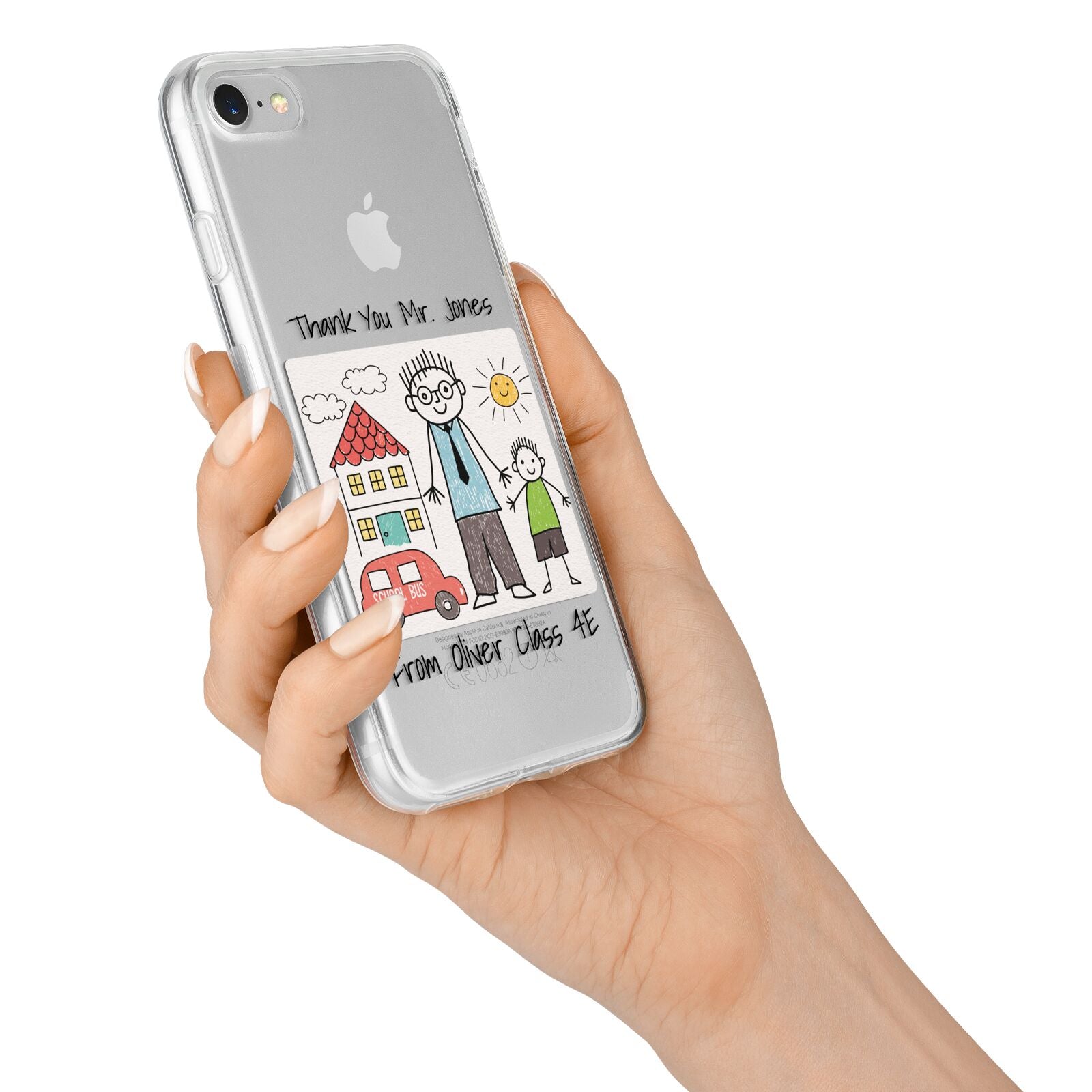 Personalised Kids Drawing Thank You Teacher iPhone 7 Bumper Case on Silver iPhone Alternative Image