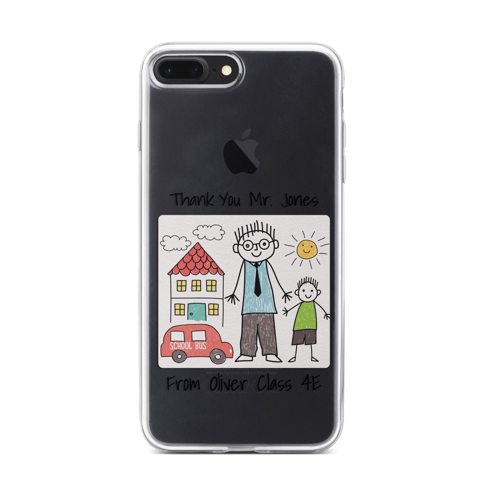 Personalised Kids Drawing Thank You Teacher iPhone 7 Plus Bumper Case on Black iPhone