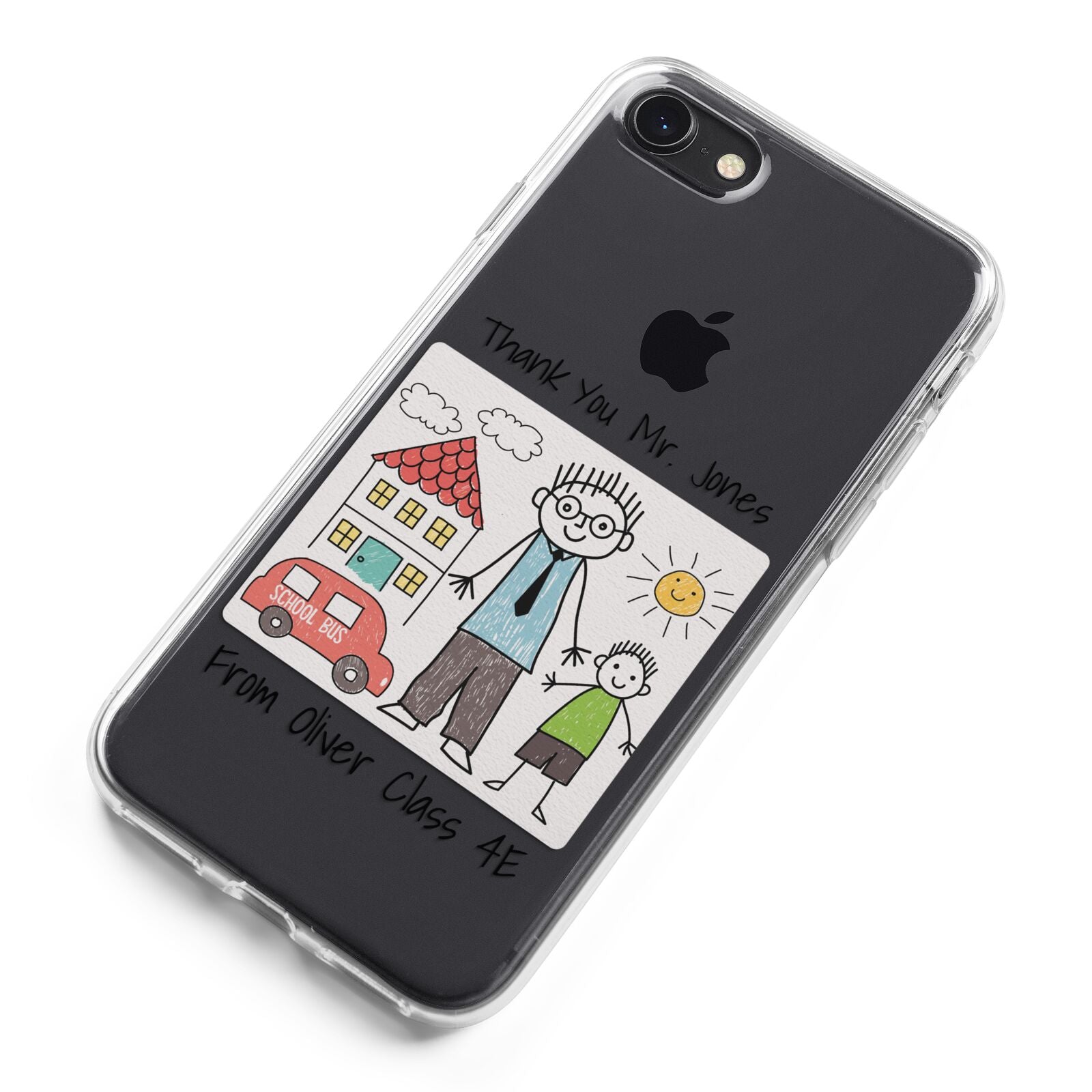 Personalised Kids Drawing Thank You Teacher iPhone 8 Bumper Case on Black iPhone Alternative Image