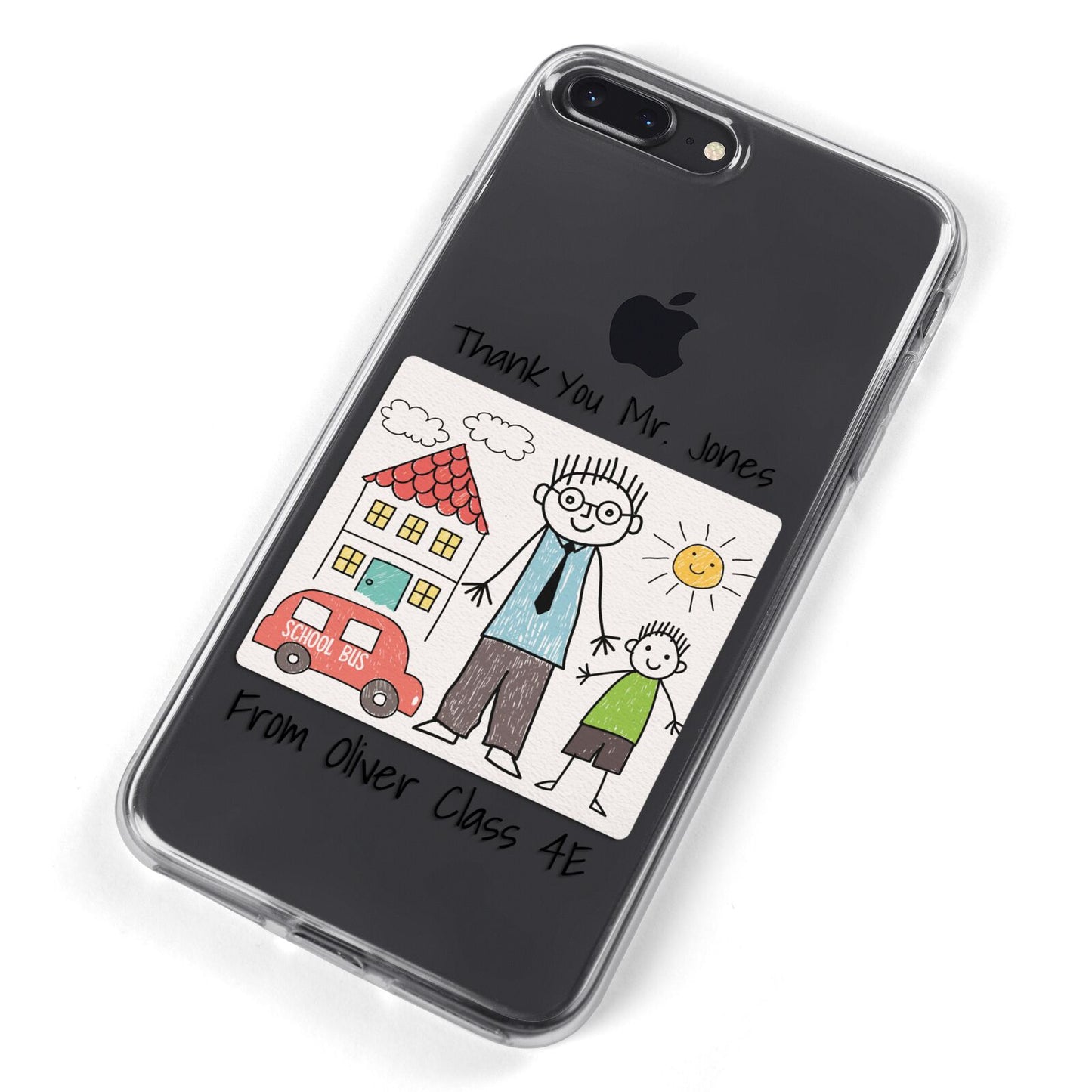 Personalised Kids Drawing Thank You Teacher iPhone 8 Plus Bumper Case on Black iPhone Alternative Image