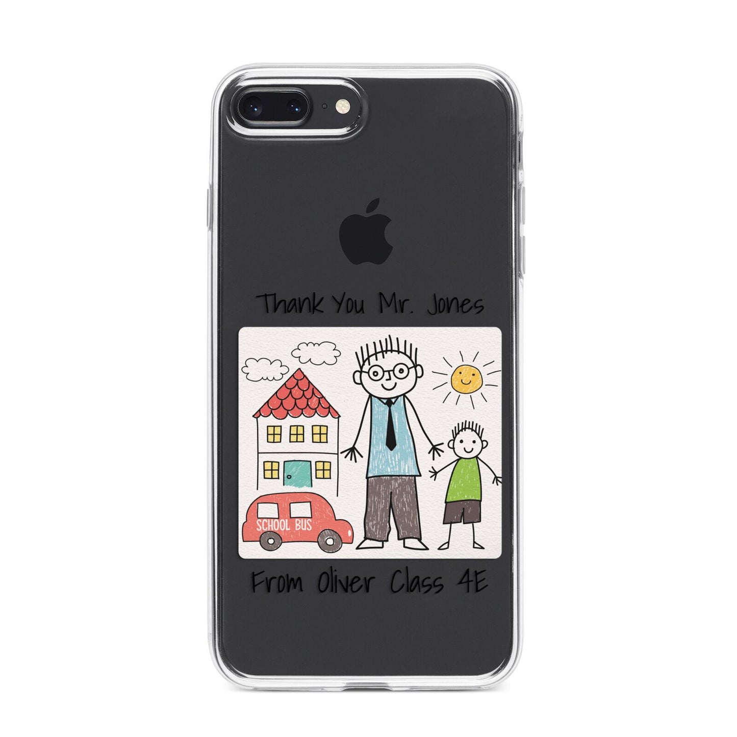 Personalised Kids Drawing Thank You Teacher iPhone 8 Plus Bumper Case on Black iPhone