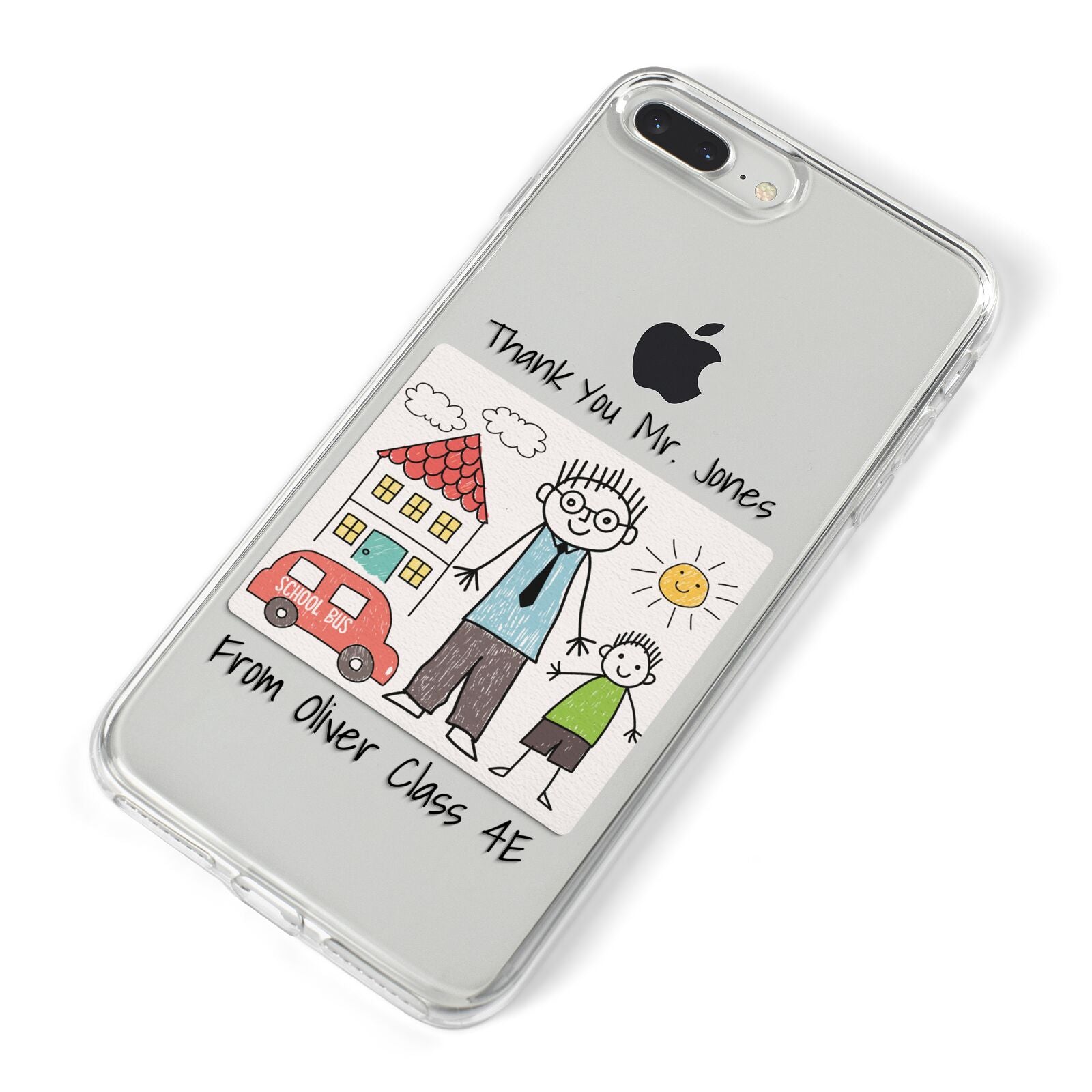 Personalised Kids Drawing Thank You Teacher iPhone 8 Plus Bumper Case on Silver iPhone Alternative Image