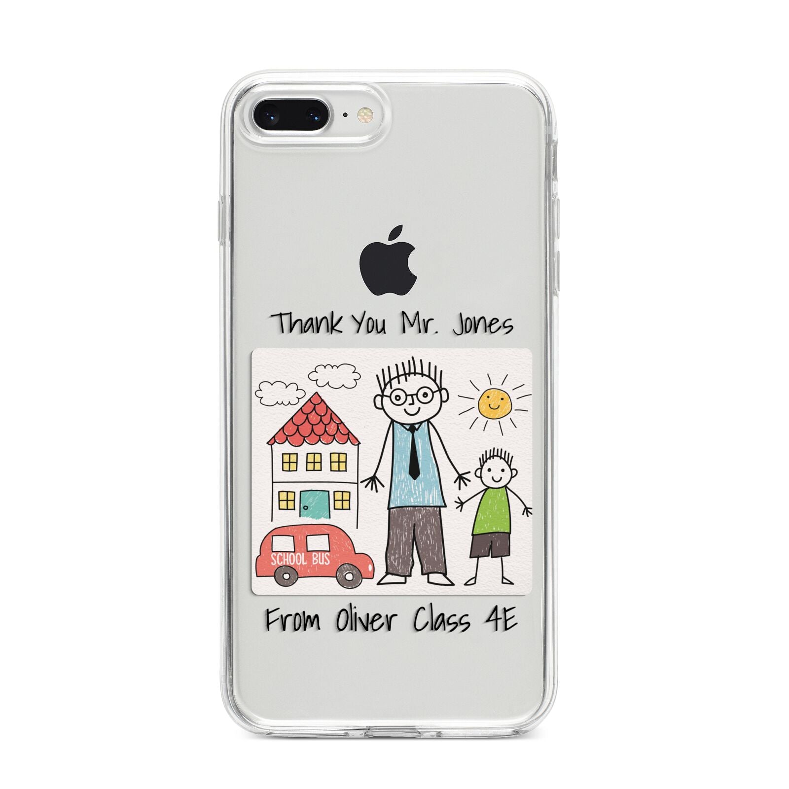 Personalised Kids Drawing Thank You Teacher iPhone 8 Plus Bumper Case on Silver iPhone