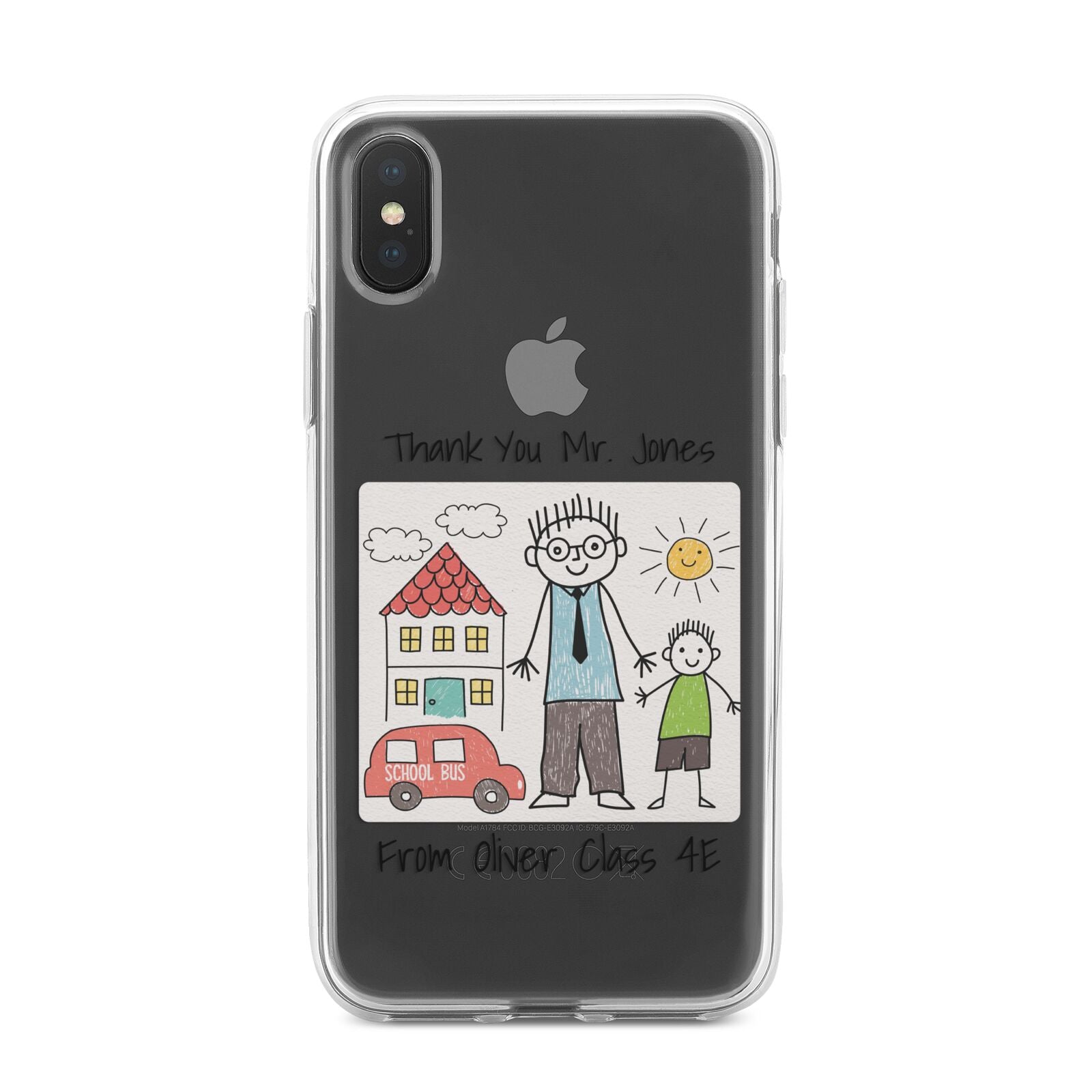 Personalised Kids Drawing Thank You Teacher iPhone X Bumper Case on Black iPhone Alternative Image 1