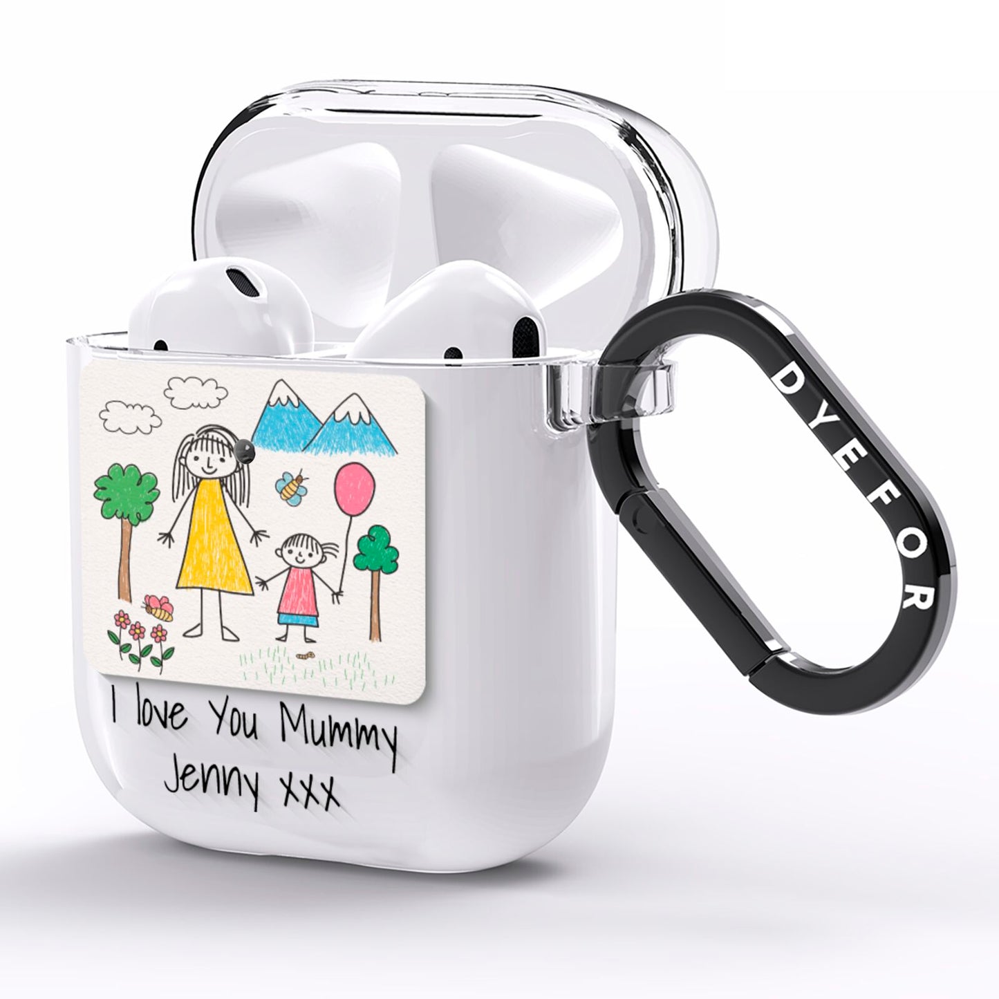 Personalised Kids Drawing Upload AirPods Clear Case Side Image