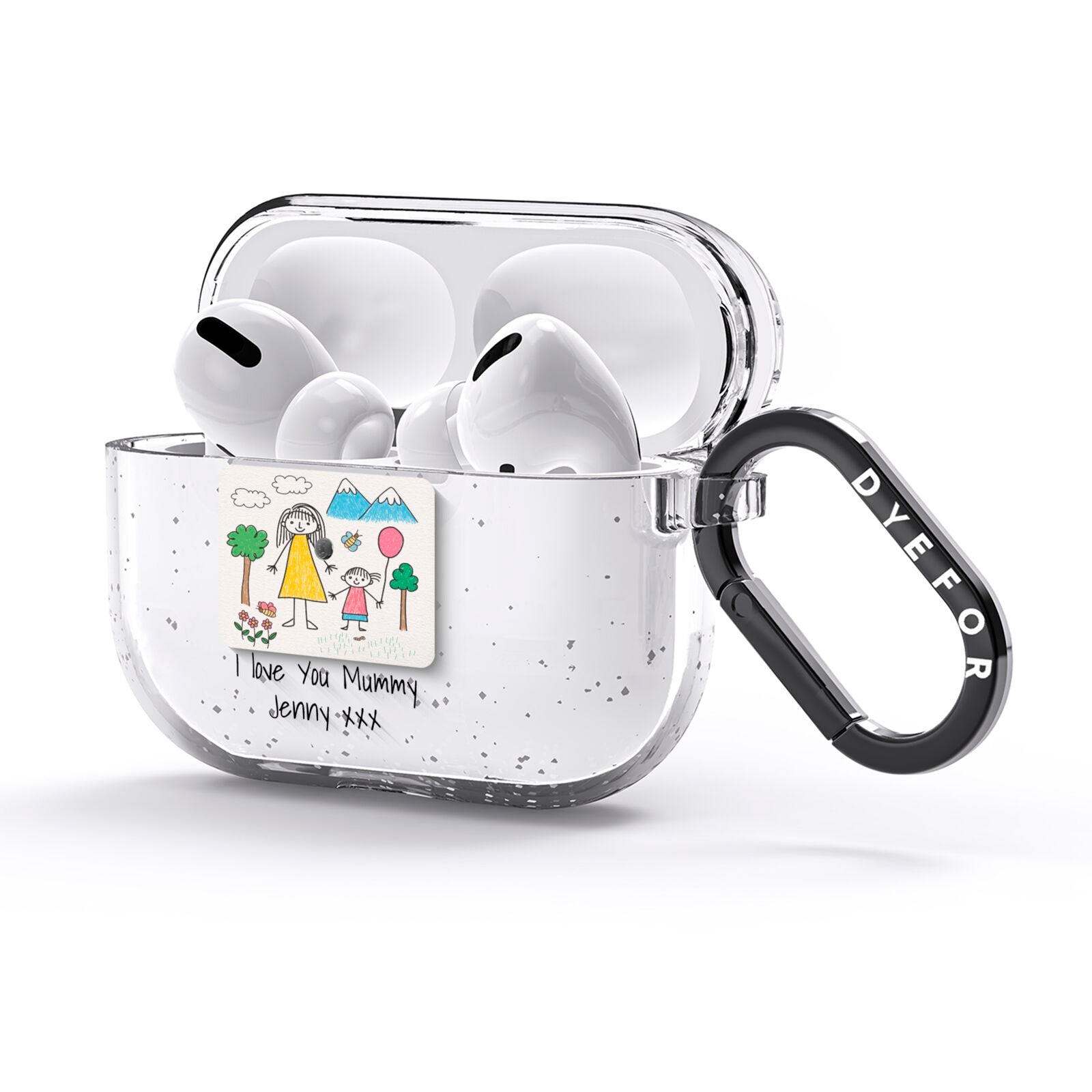 Personalised Kids Drawing Upload AirPods Glitter Case 3rd Gen Side Image