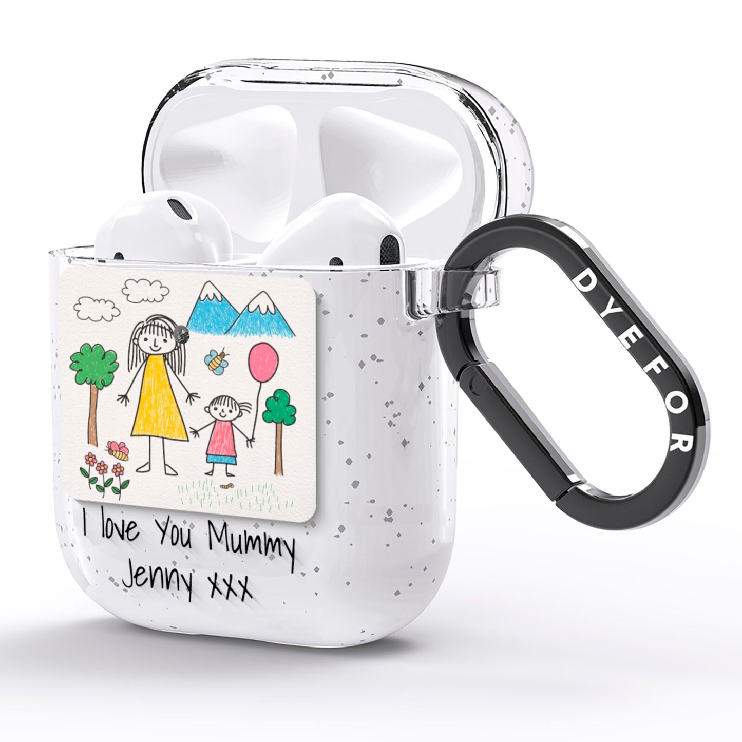 Personalised Kids Drawing Upload AirPods Glitter Case Side Image