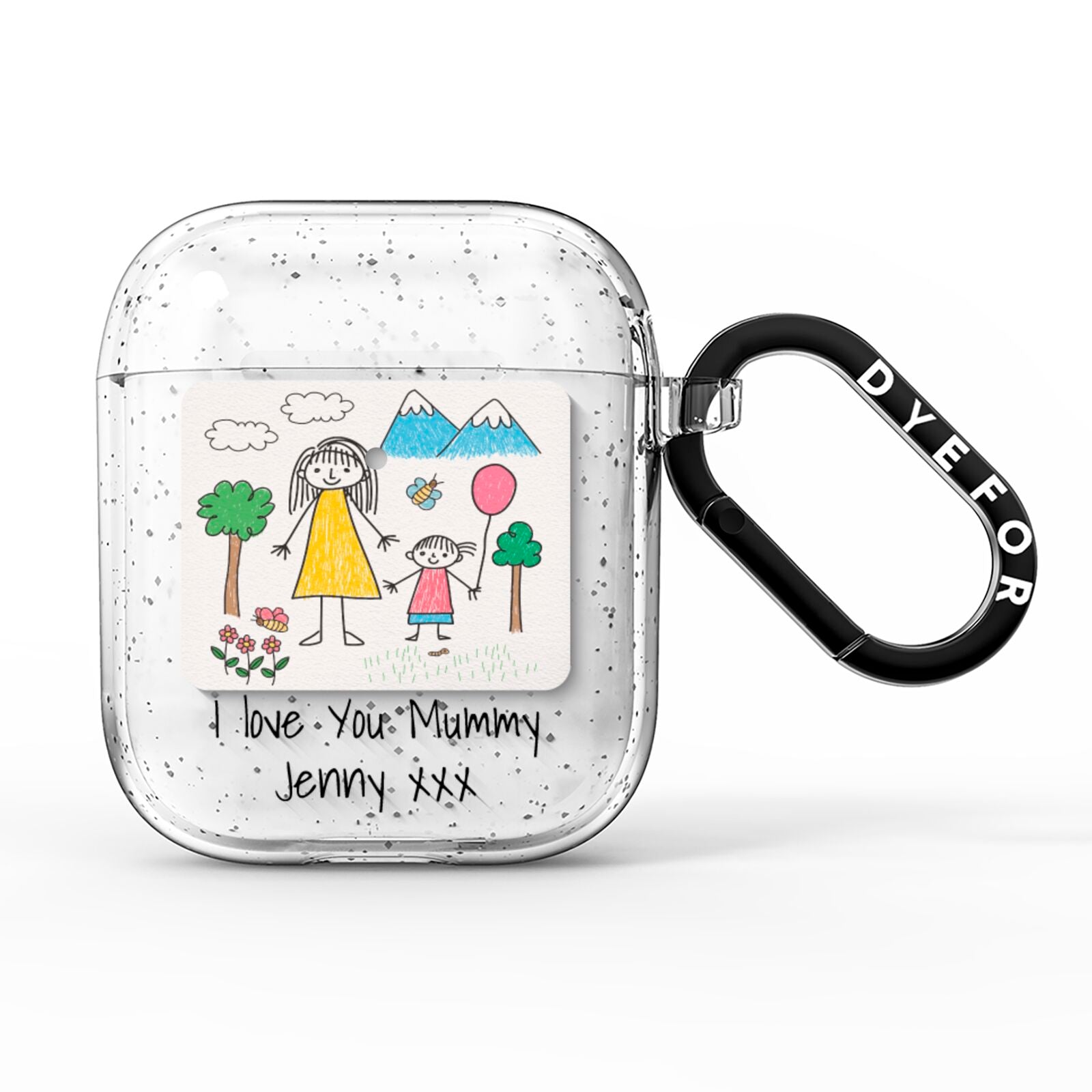 Personalised Kids Drawing Upload AirPods Glitter Case