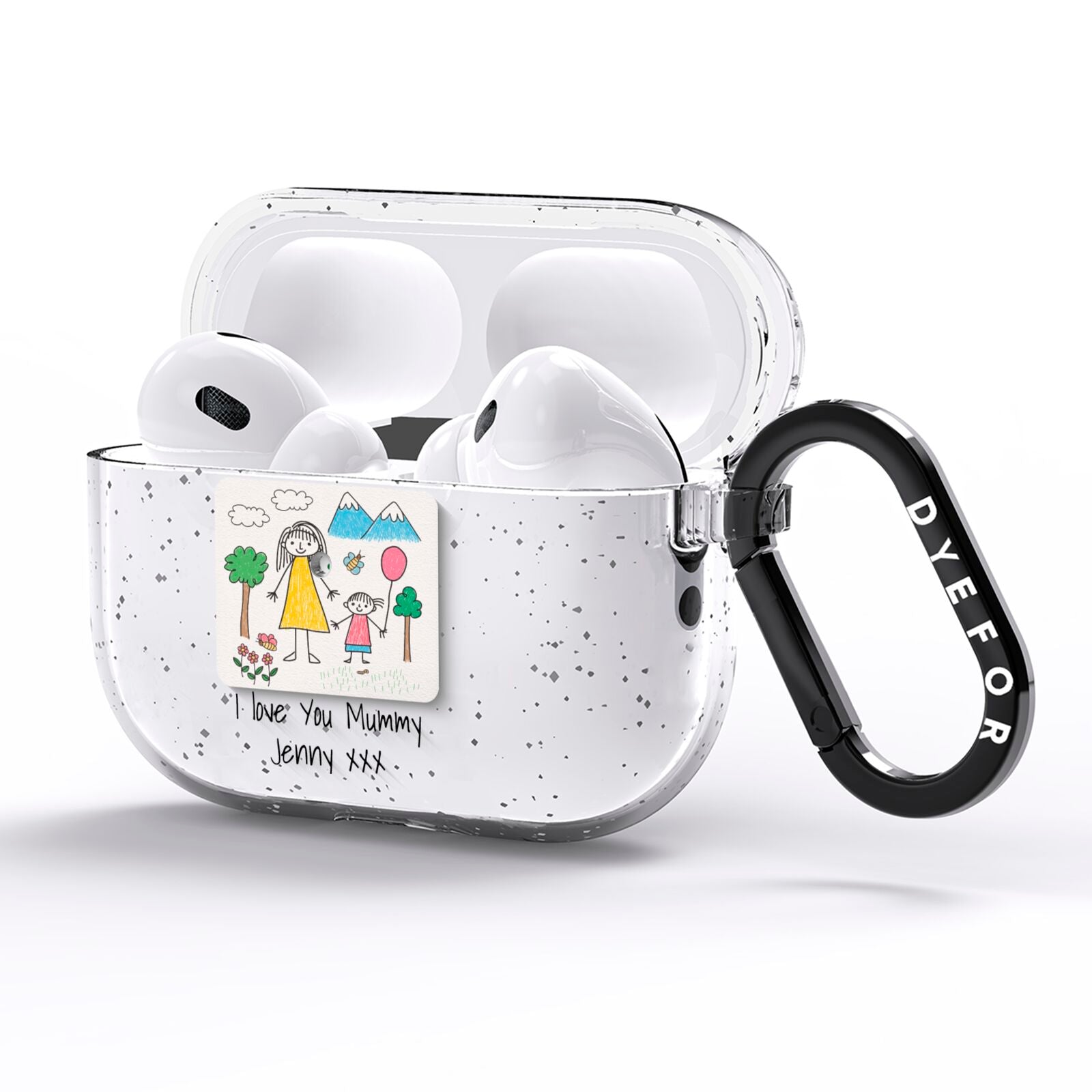 Personalised Kids Drawing Upload AirPods Pro Glitter Case Side Image