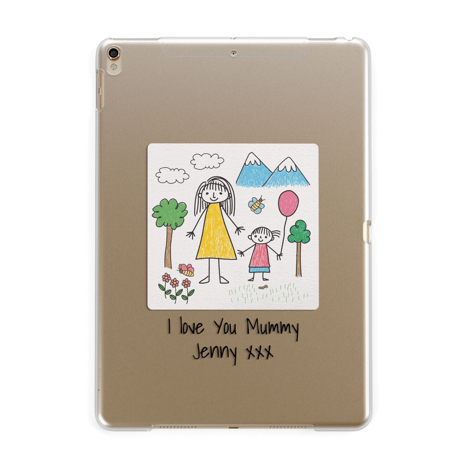 Personalised Kids Drawing Upload Apple iPad Gold Case