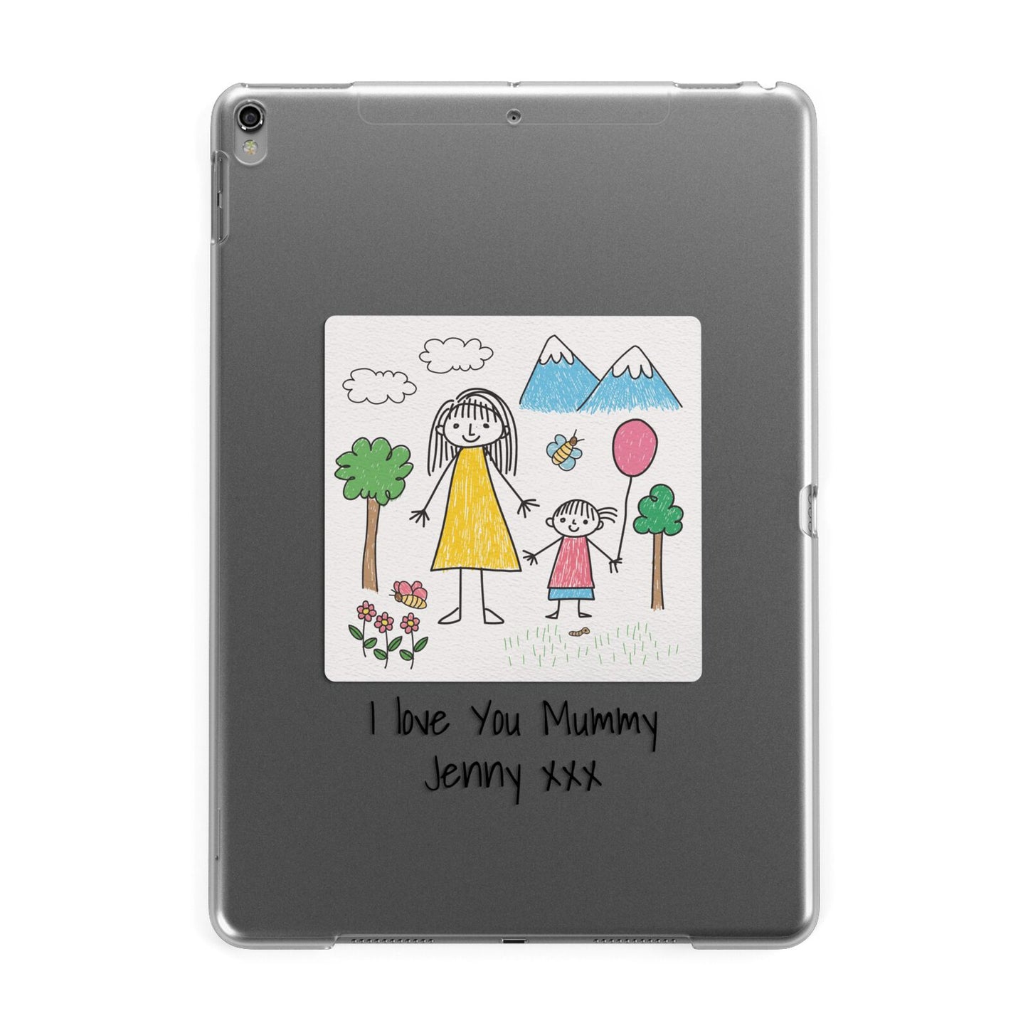 Personalised Kids Drawing Upload Apple iPad Grey Case