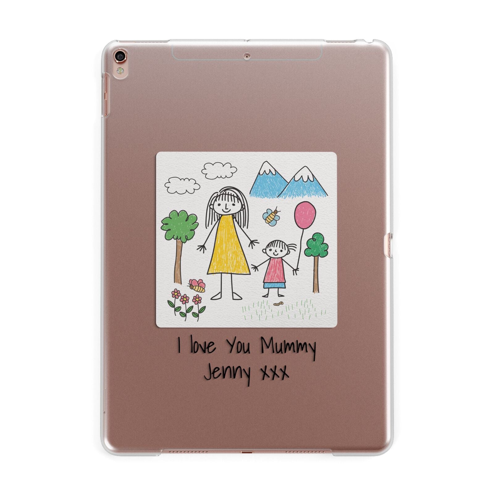 Personalised Kids Drawing Upload Apple iPad Rose Gold Case