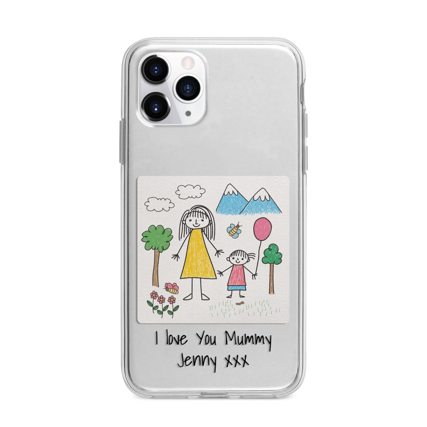 Personalised Kids Drawing Upload Apple iPhone 11 Pro Max in Silver with Bumper Case