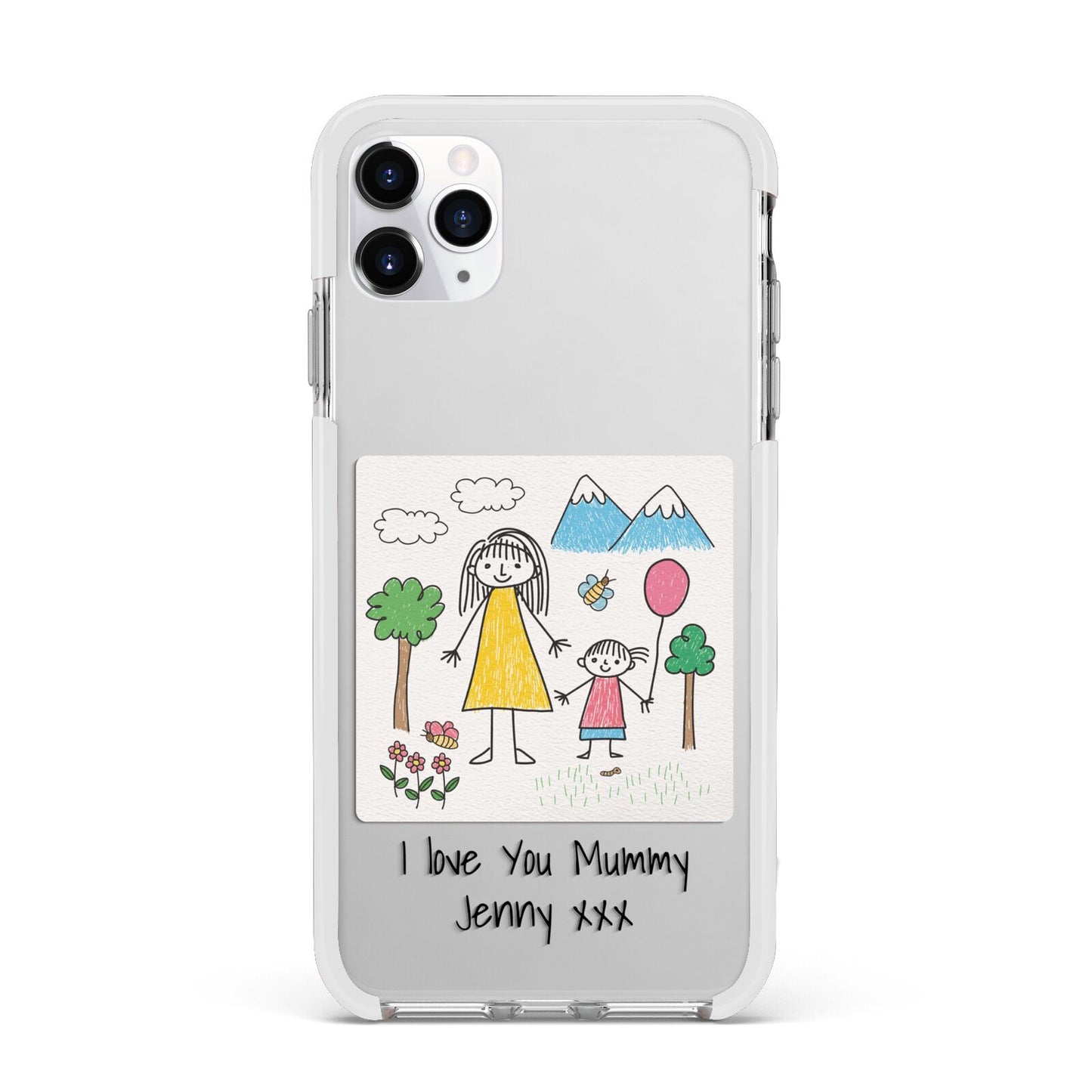 Personalised Kids Drawing Upload Apple iPhone 11 Pro Max in Silver with White Impact Case