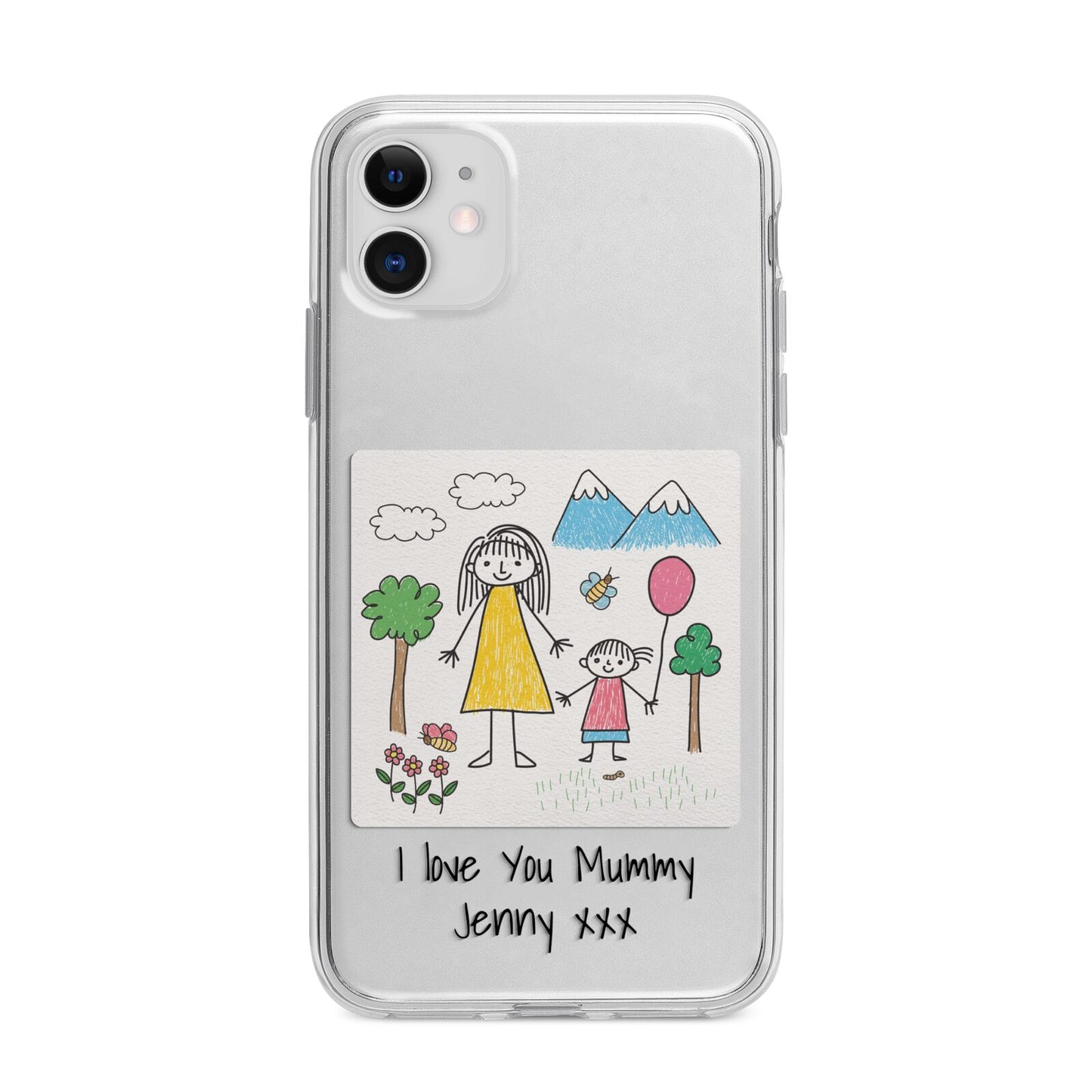 Personalised Kids Drawing Upload Apple iPhone 11 in White with Bumper Case