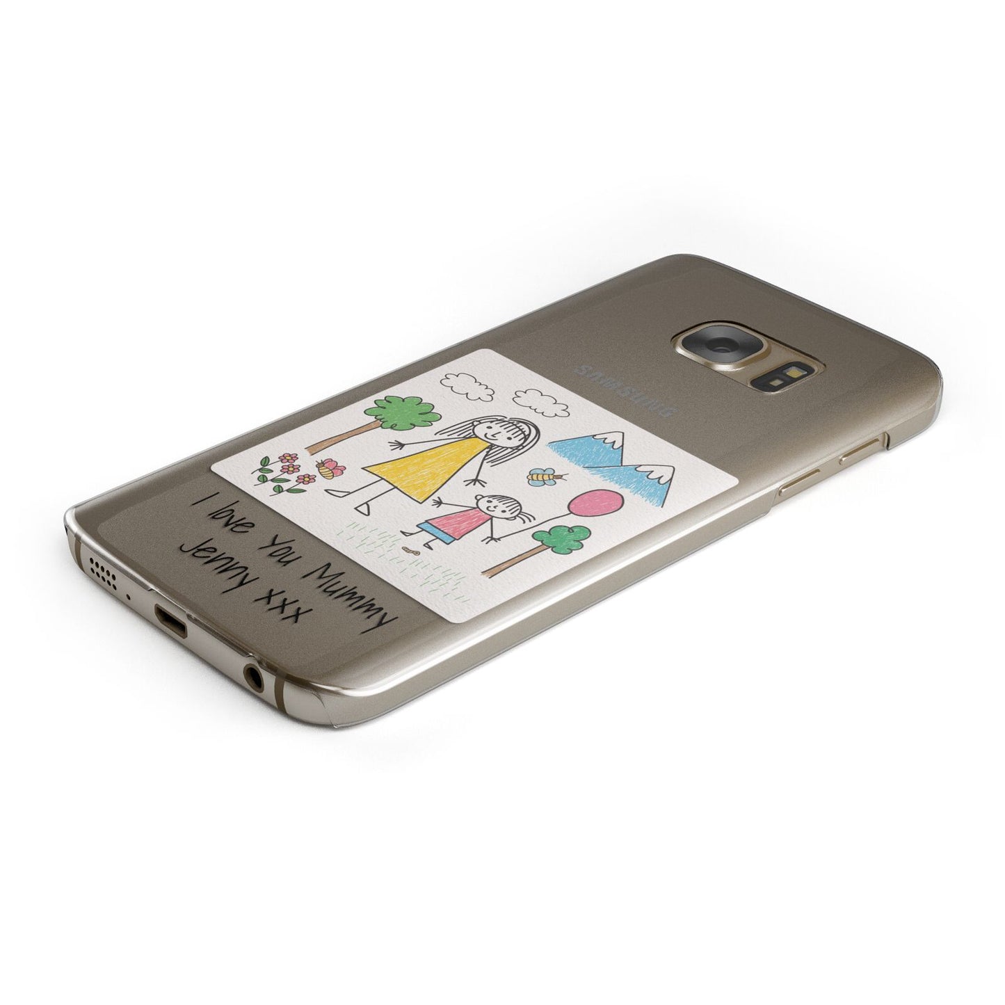 Personalised Kids Drawing Upload Protective Samsung Galaxy Case Angled Image